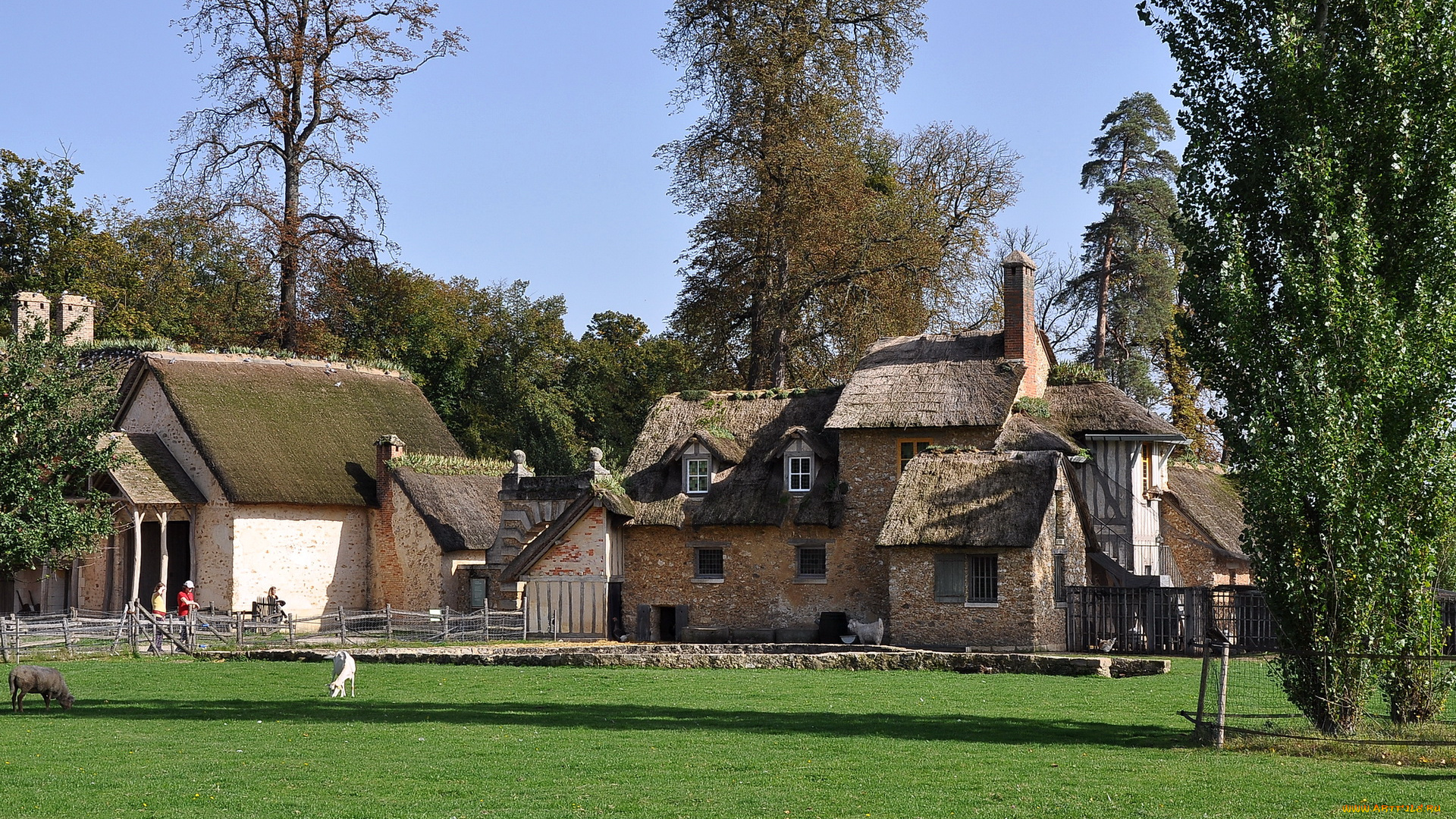 деревня, королевы, марии, антуанетты, versailles, франция, города, здания, дома