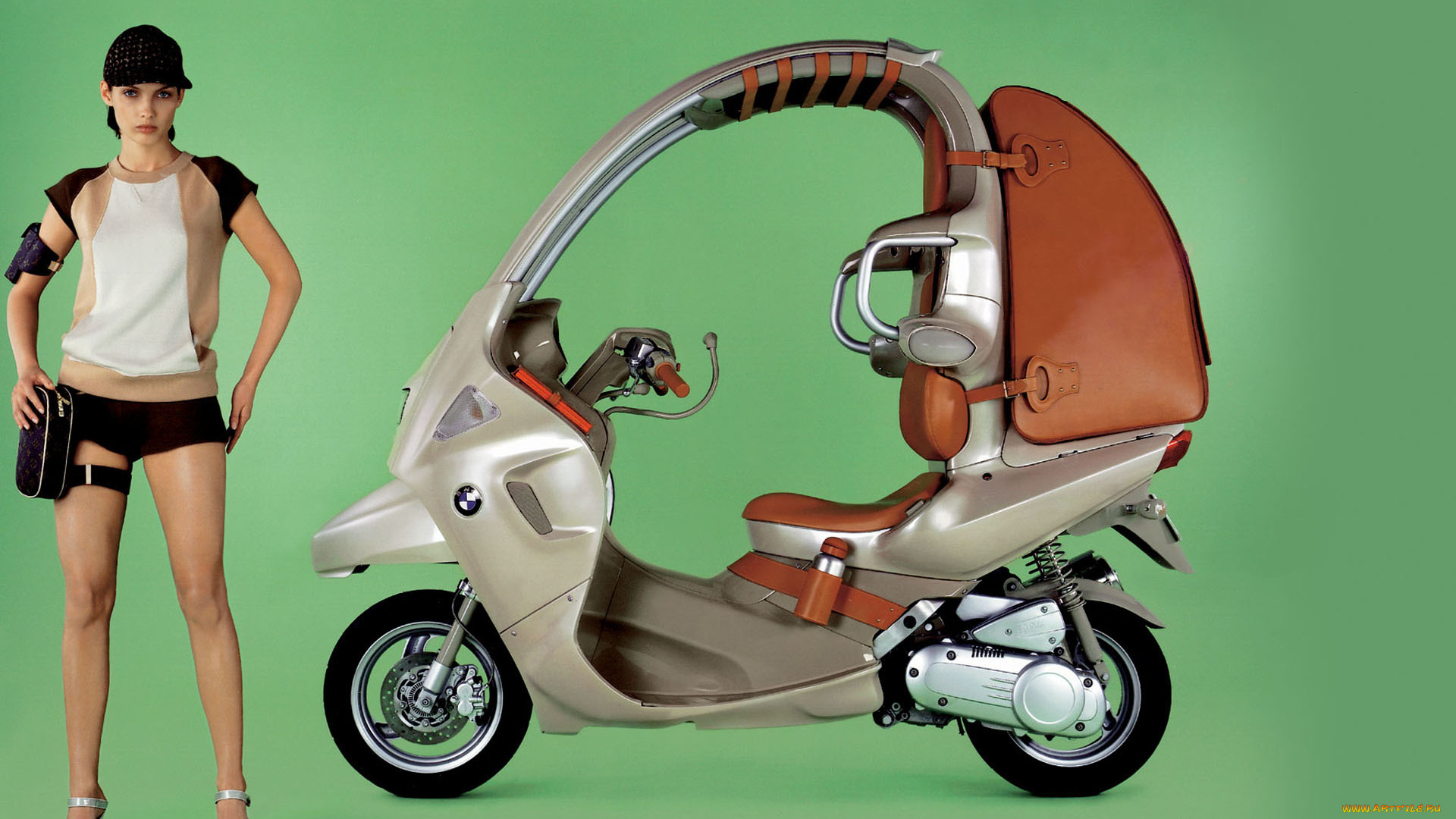 мотоциклы, мото, девушкой, девушка, моторолер