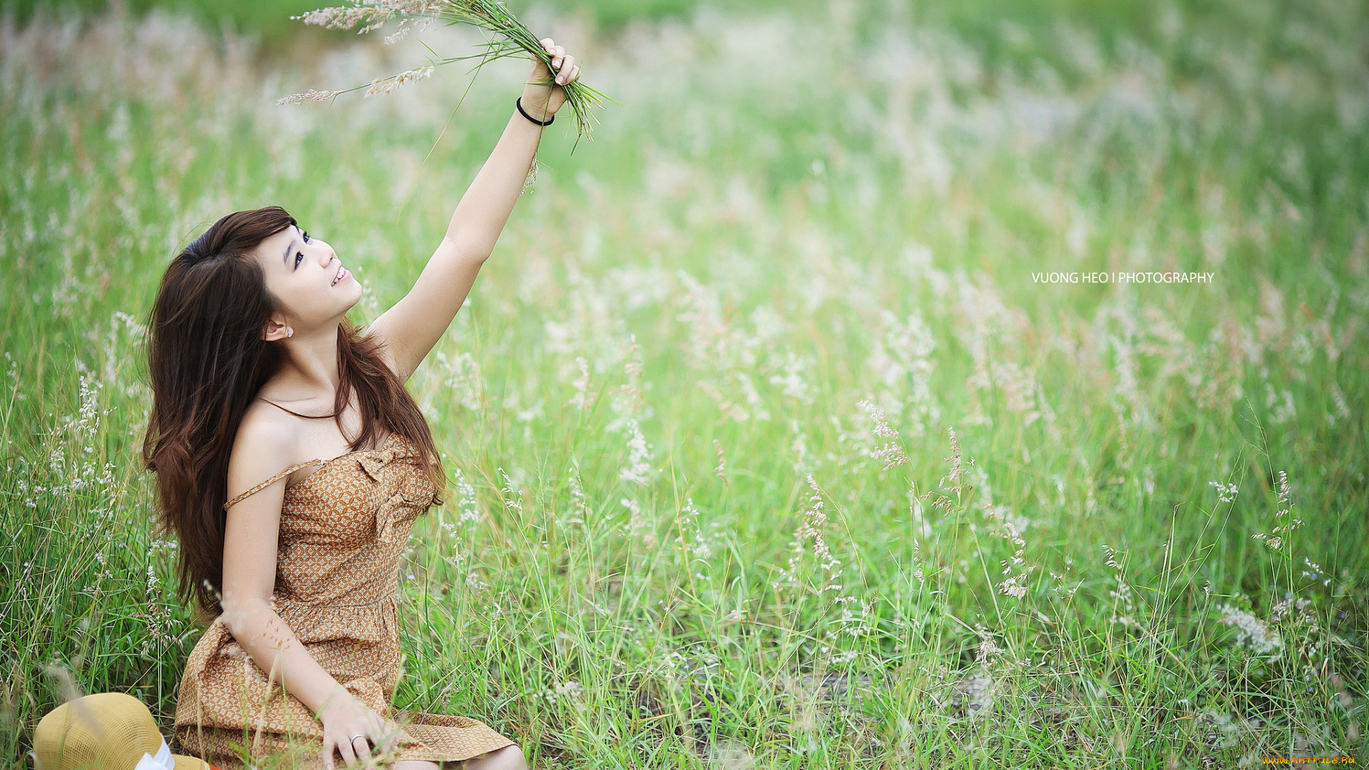 Lun, Nguyen, девушки, трава, настроение