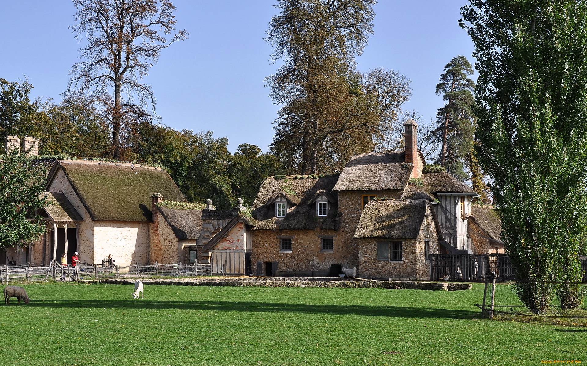 деревня, королевы, марии, антуанетты, versailles, франция, города, здания, дома