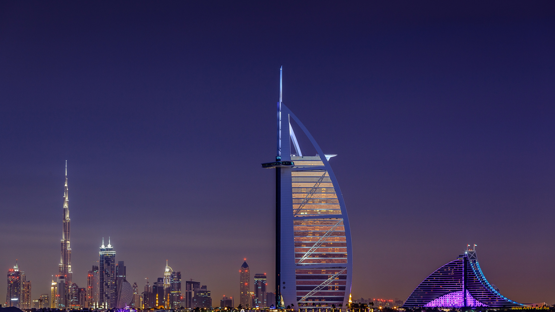 dubai, united, arab, emirates, города, дубаи, оаэ, burj, al, ночной, город, бурдж-эль-араб, арабская, башня