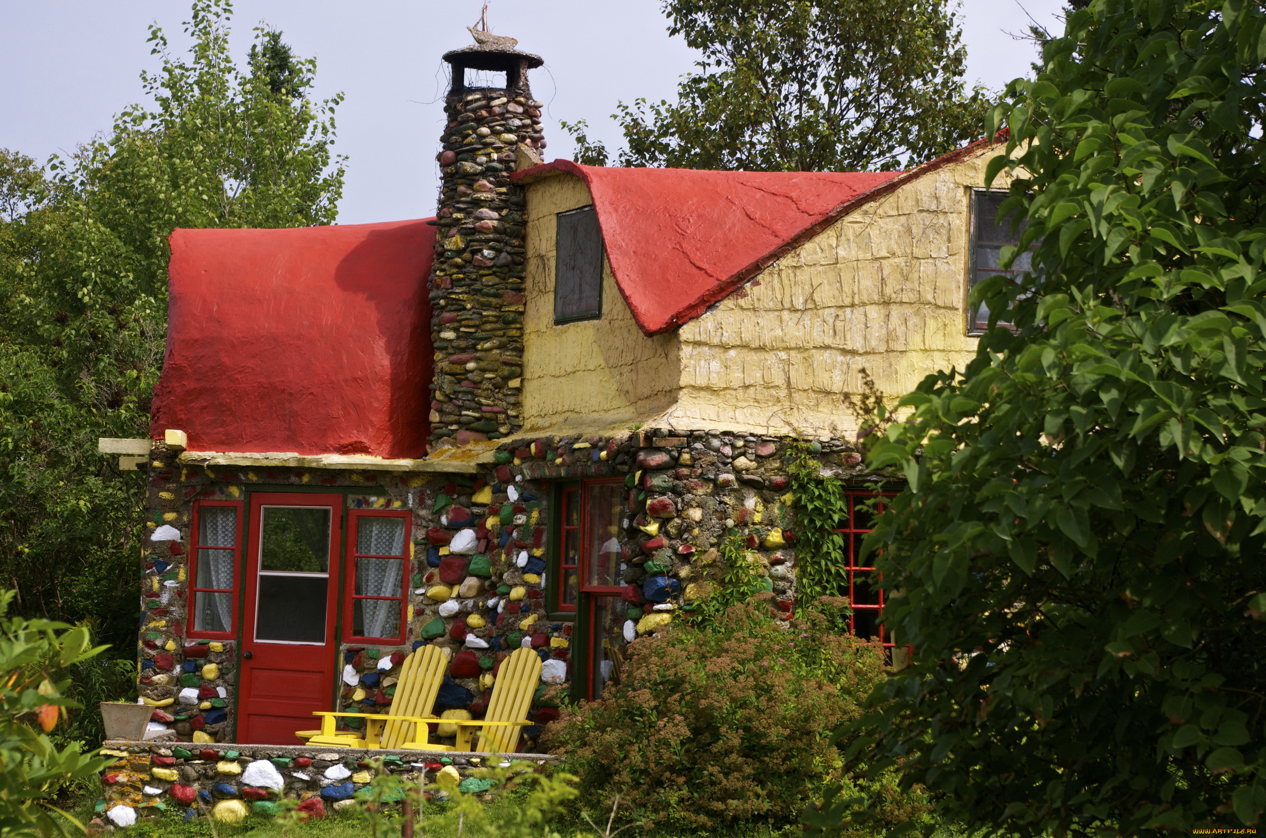 города, здания, дома, дом, сад, деревья