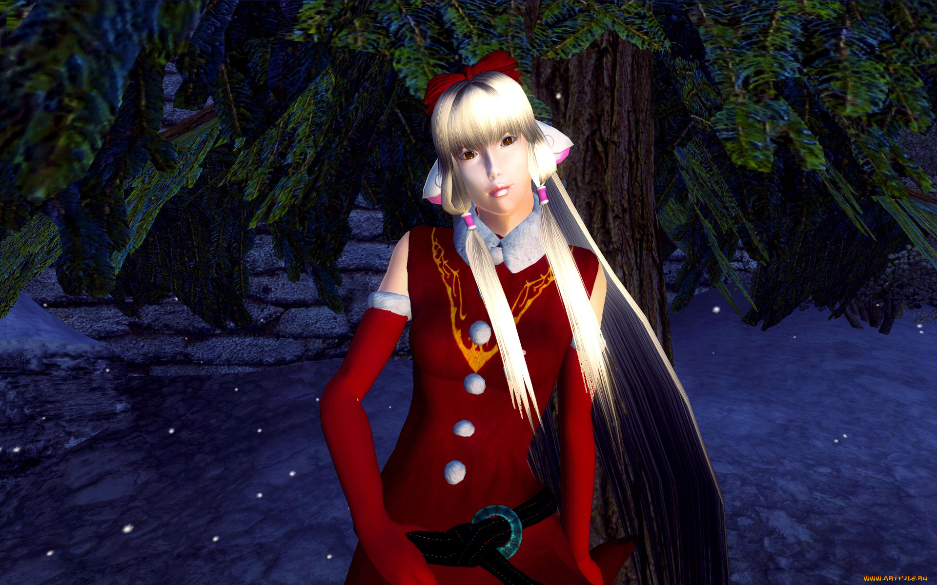 3д, графика, аниме, , anime, девушка, взгляд, фон