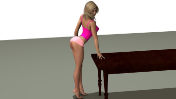 Картинка 3д+графика люди+ people девушка взгляд фон стол