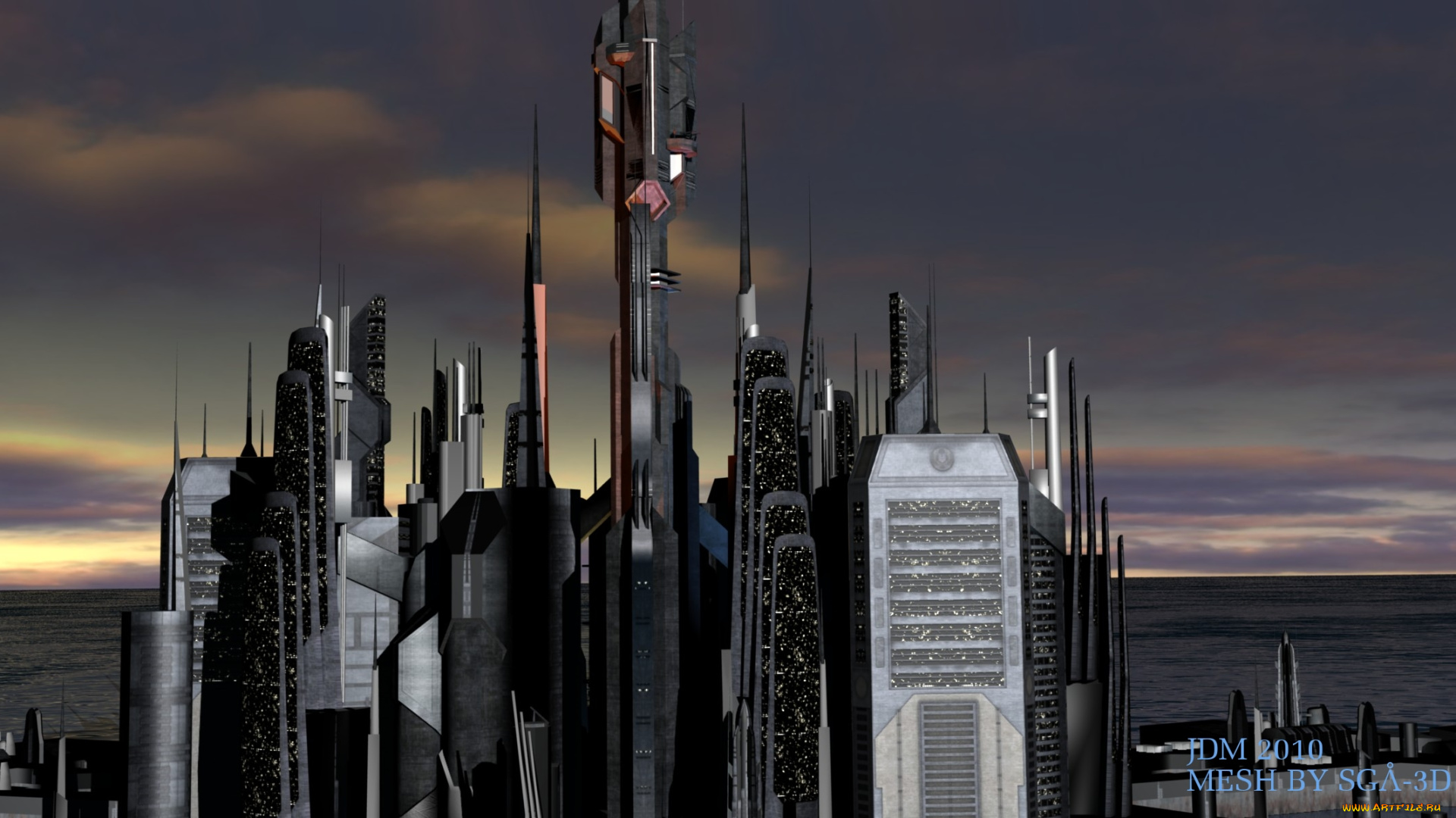 3д, графика, архитектура, , architecture, город, облака, дома