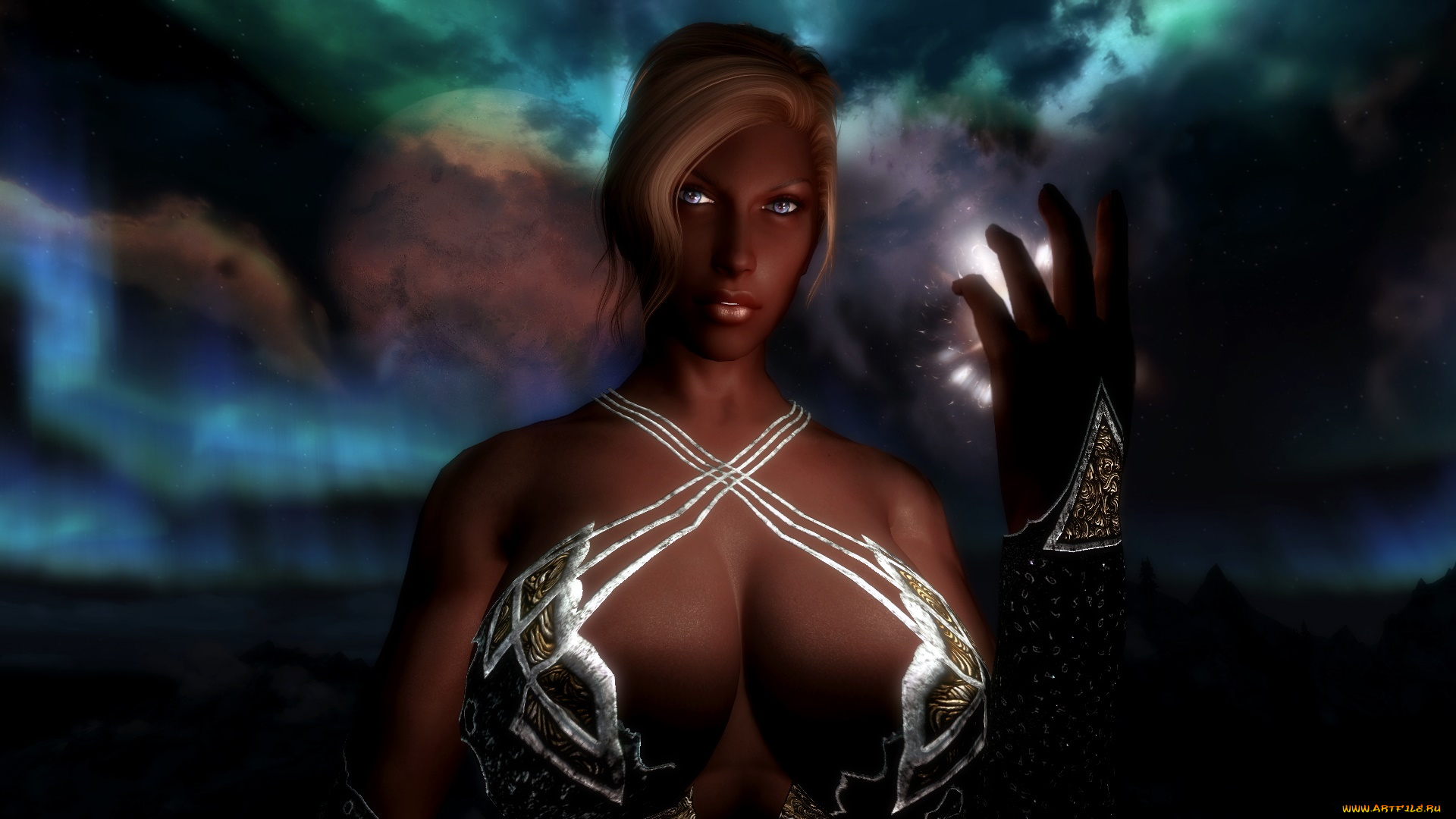 3д, графика, фантазия, , fantasy, фон, девушка, взгляд
