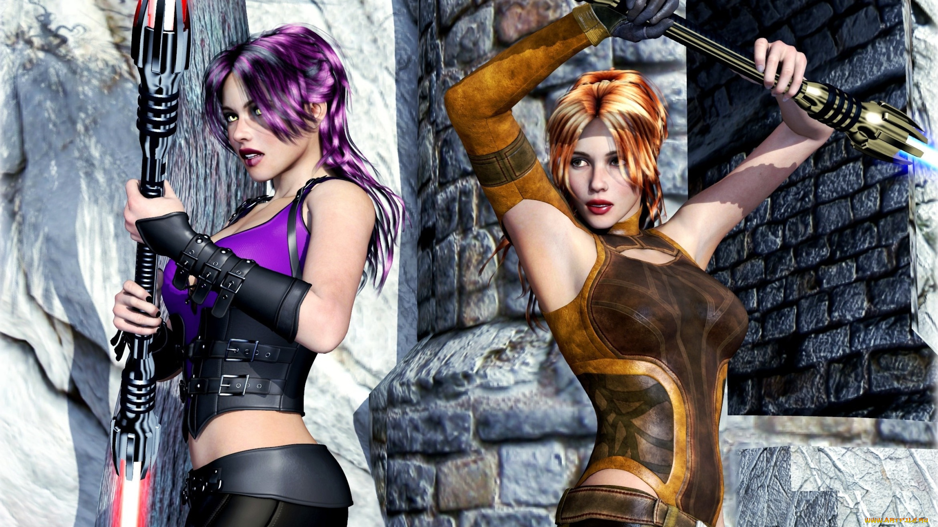 3д, графика, фантазия, , fantasy, оружие, фон, взгляд, девушки