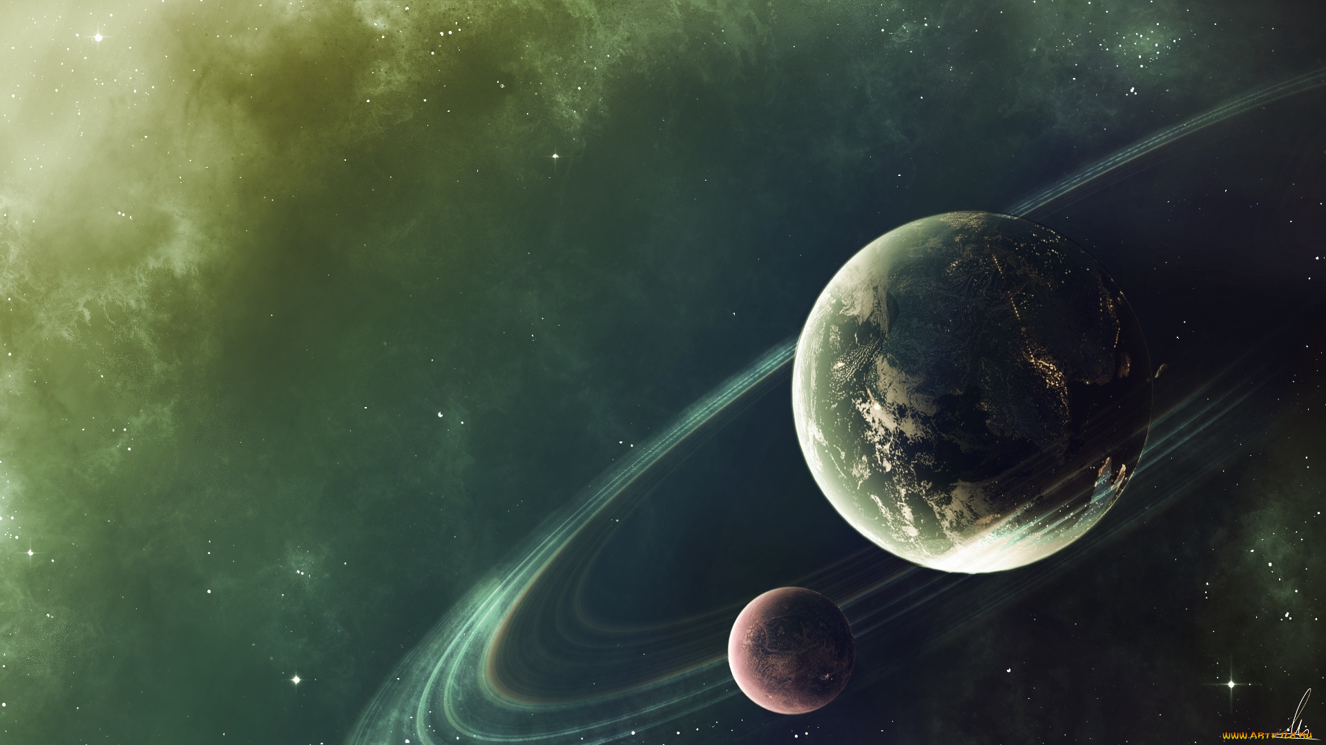 космос, арт, звезды, планеты, вселенная