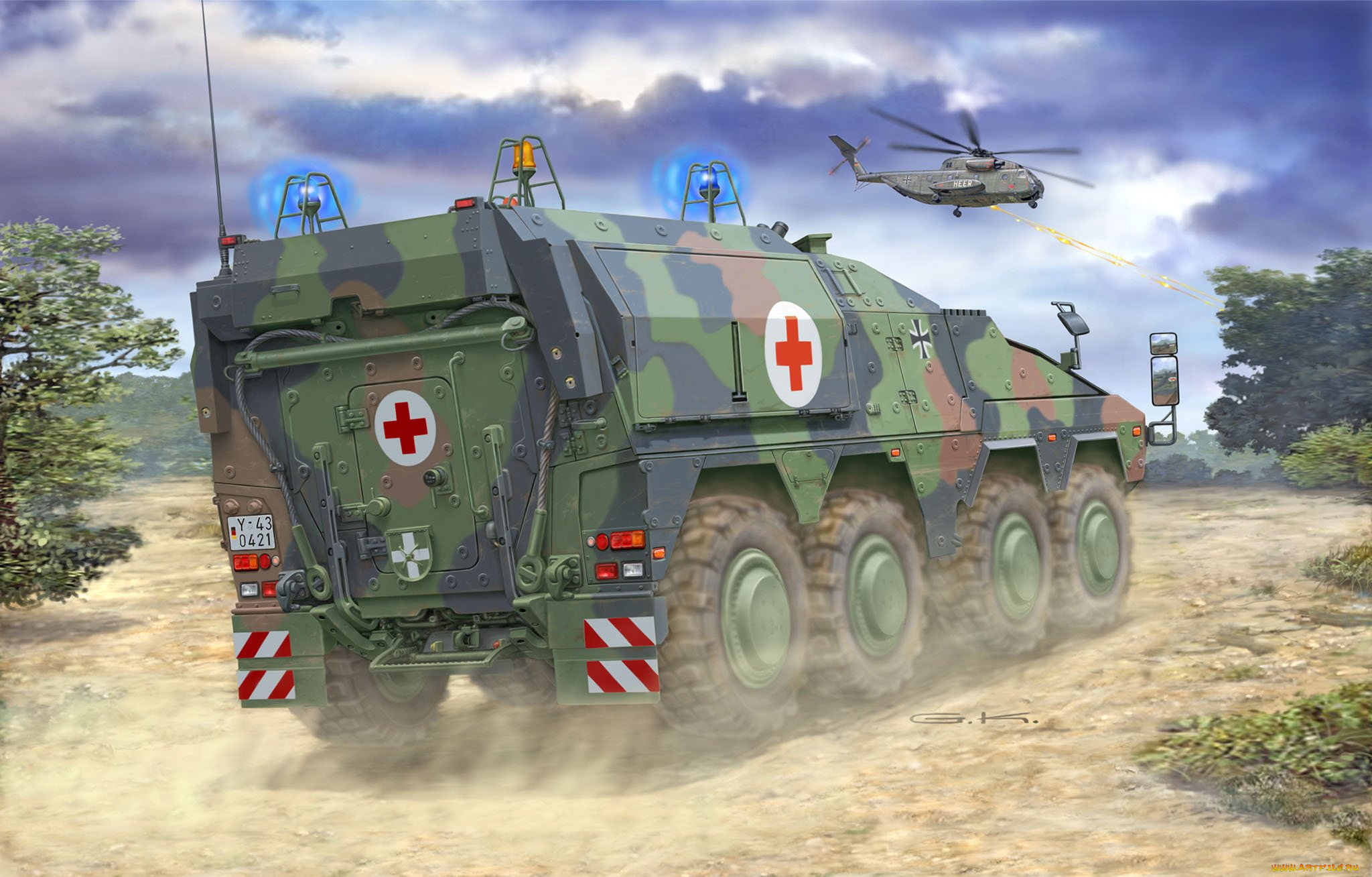 рисованное, армия, вертолет, бтр