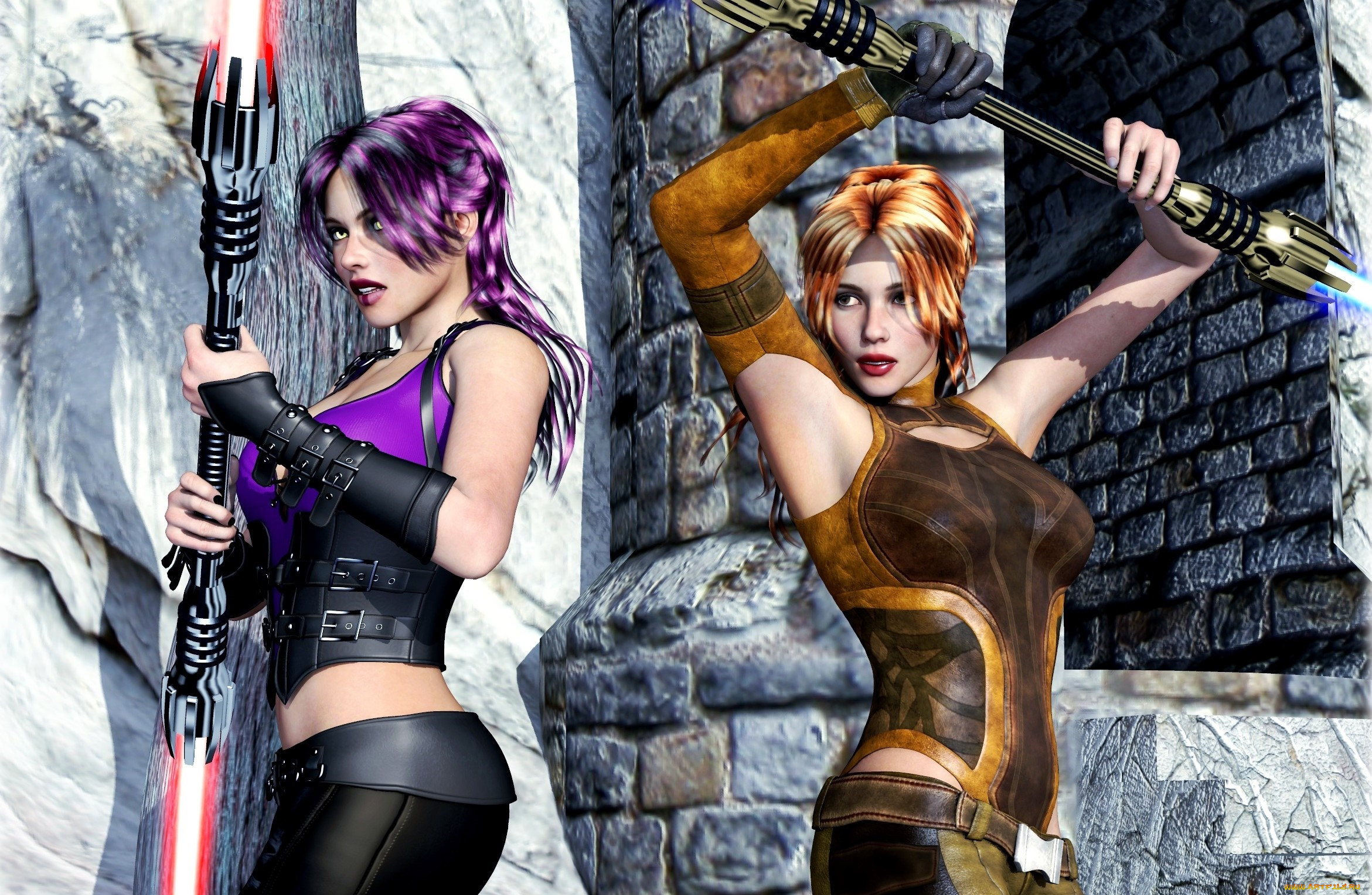 3д, графика, фантазия, , fantasy, оружие, фон, взгляд, девушки