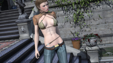 обоя 3д графика, люди , people, девушка, взгляд, фон