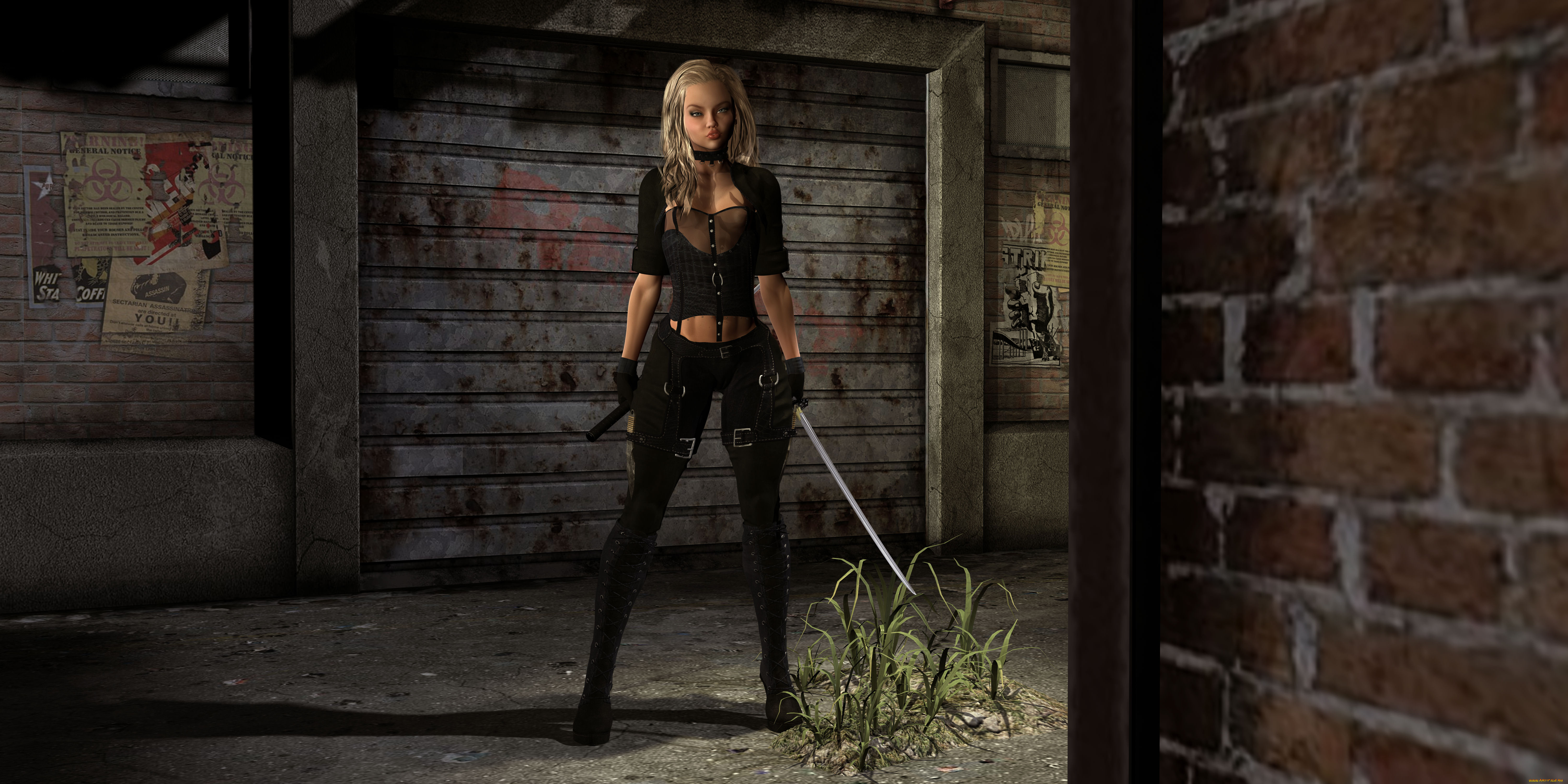 3д, графика, фантазия, , fantasy, оружие, фон, девушка, взгляд