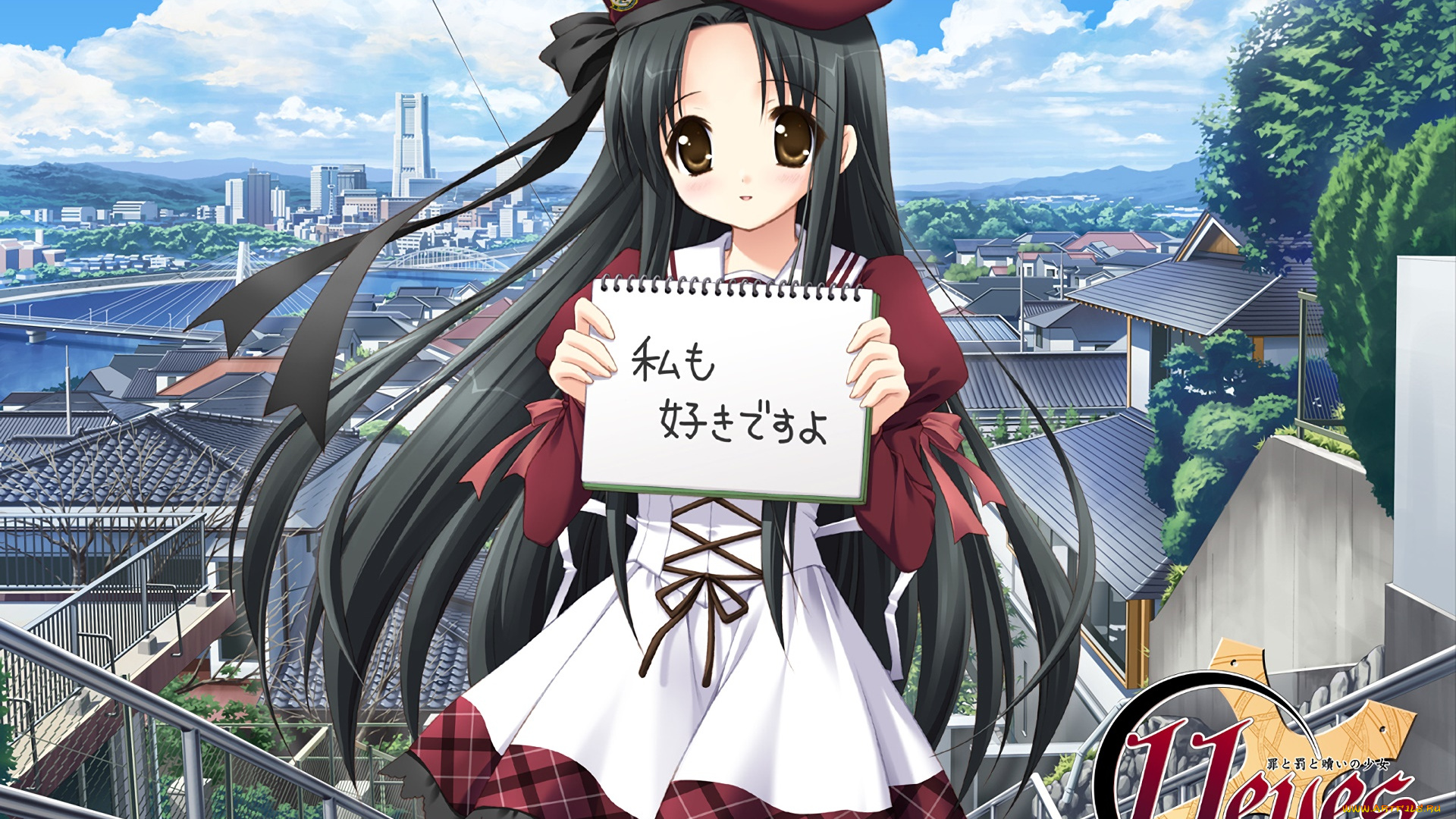 аниме, 11eyes, девушка, фон, взгляд