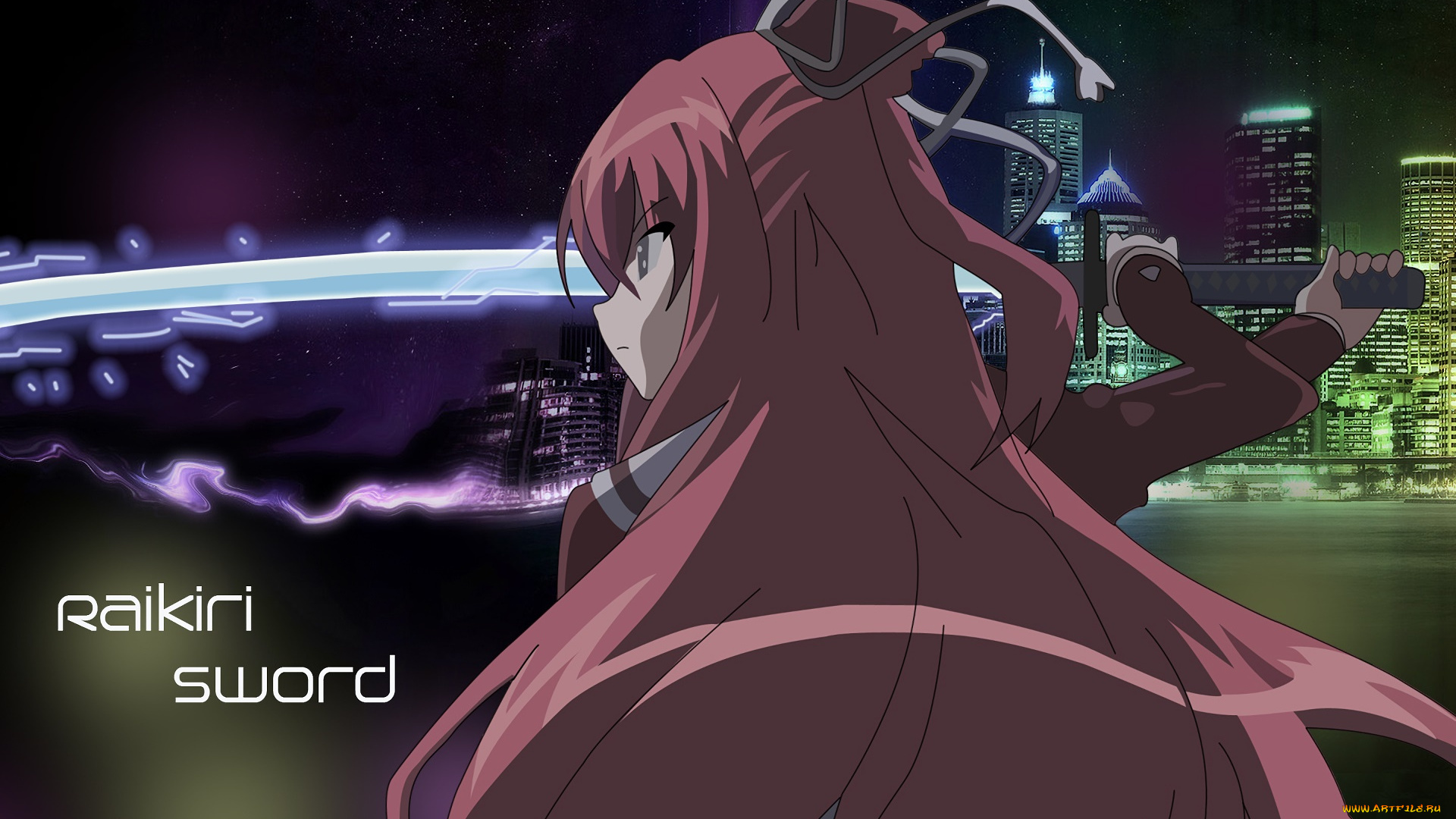 аниме, 11eyes, фон, взгляд, девушка