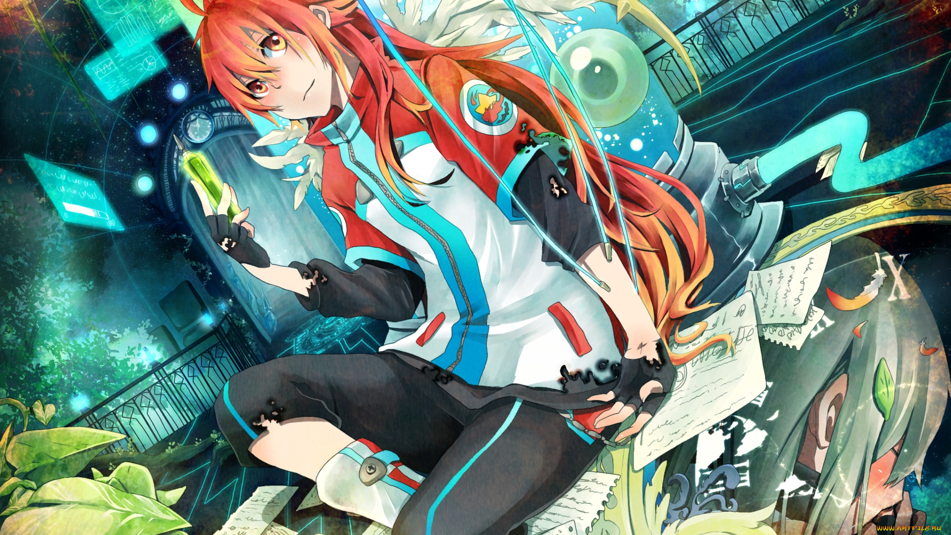 аниме, ангелы, , демоны, фон, взгляд, девушка