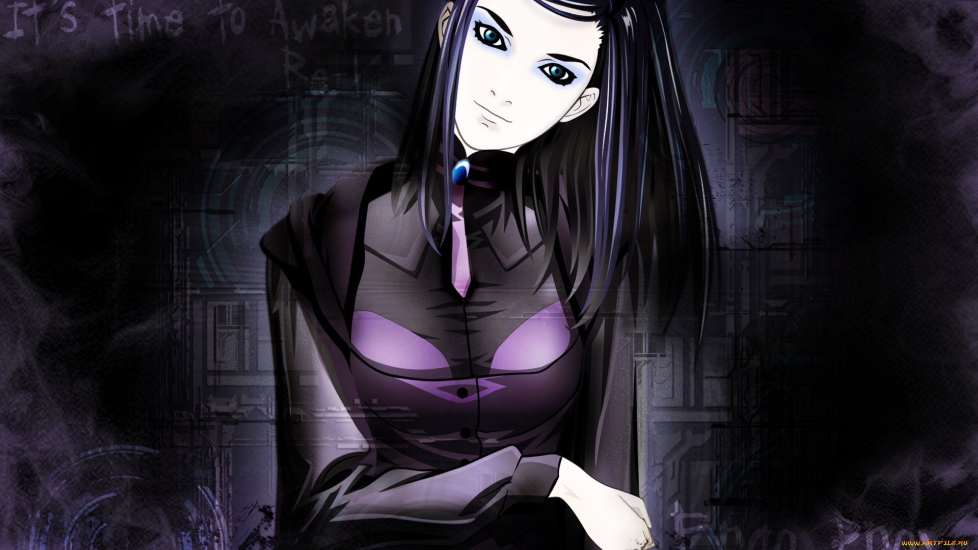 аниме, ergo, proxy, фон, взгляд, девушка