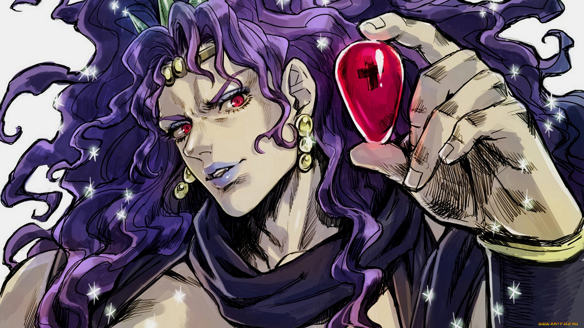 аниме, jojo`s, bizarre, adventure, парень, взгляд, камень