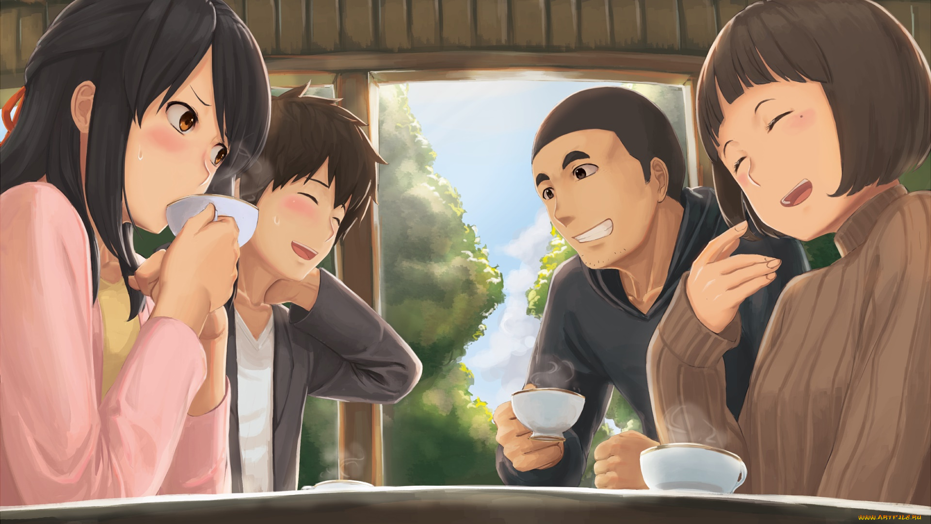 аниме, kimi, no, na, wa, взгляд, девушки, парни, фон