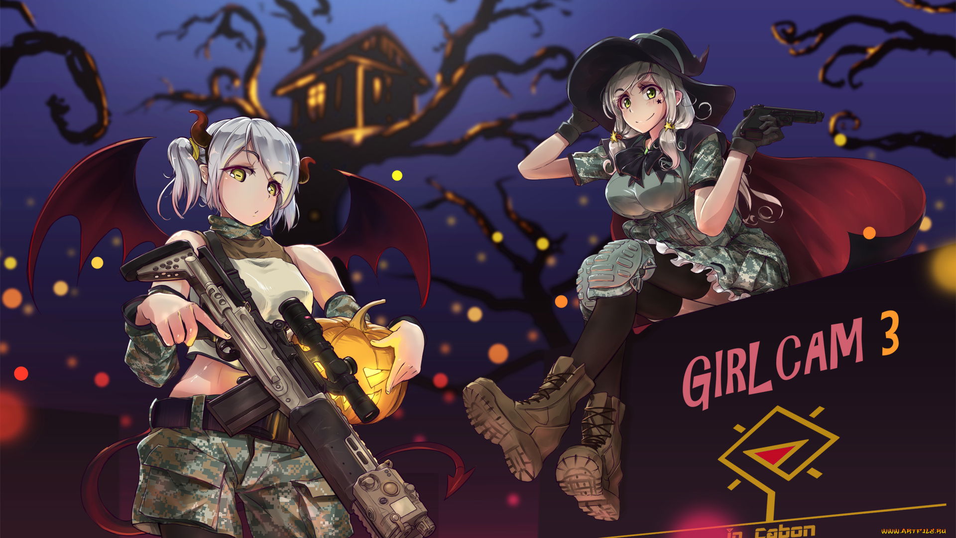 аниме, магия, , колдовство, , halloween, фон, взгляд, девушки