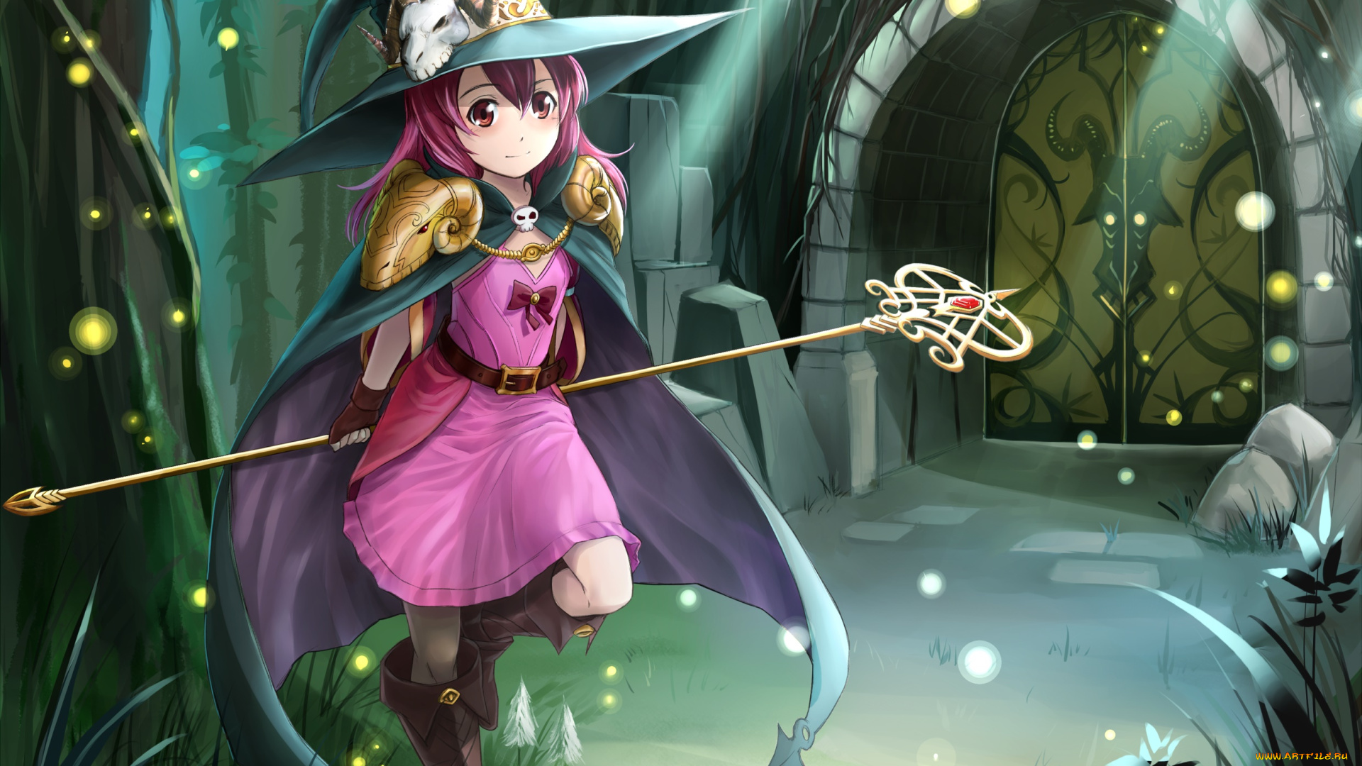 аниме, магия, , колдовство, , halloween, фон, взгляд, девушка