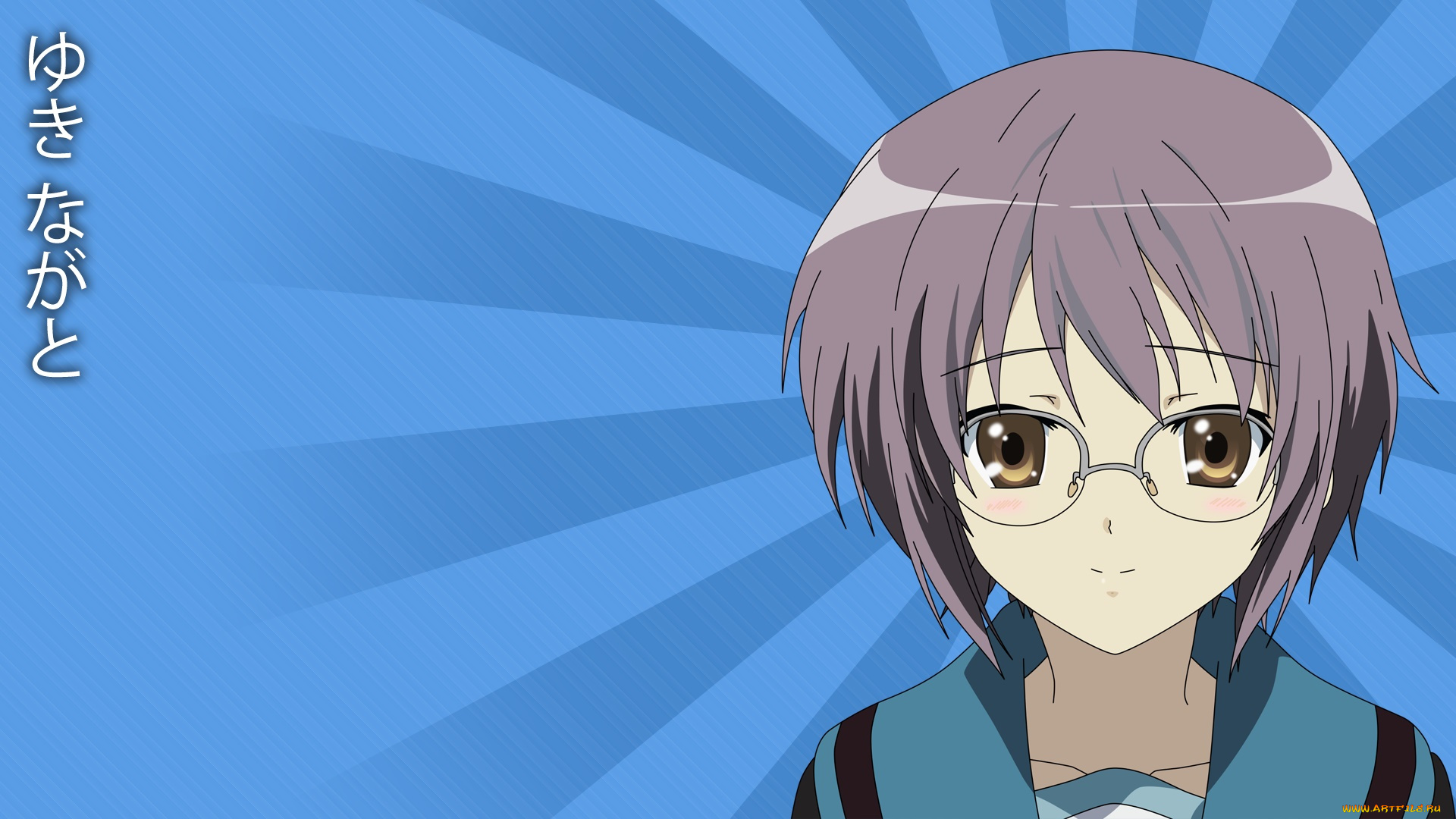 аниме, the, melancholy, of, haruhi, suzumiya, девушка, взгляд, фон