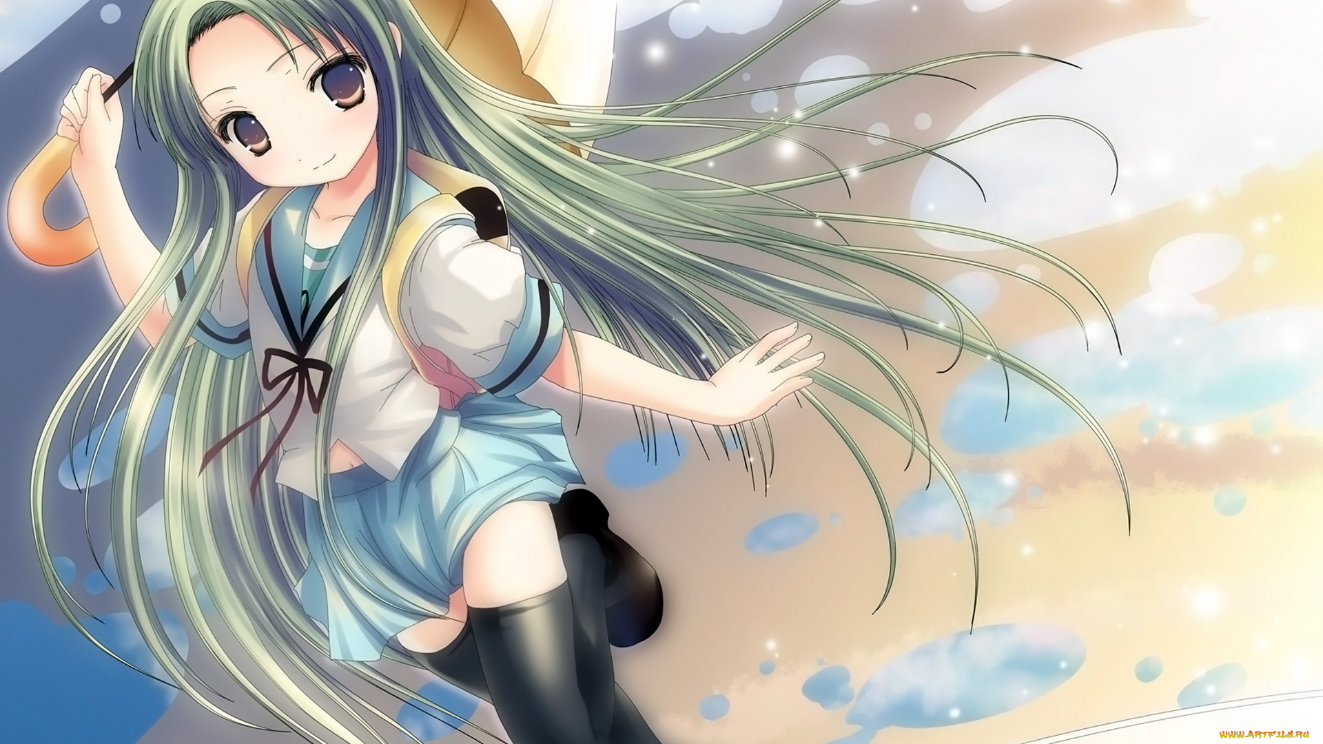 аниме, the, melancholy, of, haruhi, suzumiya, девушка, взгляд, фон