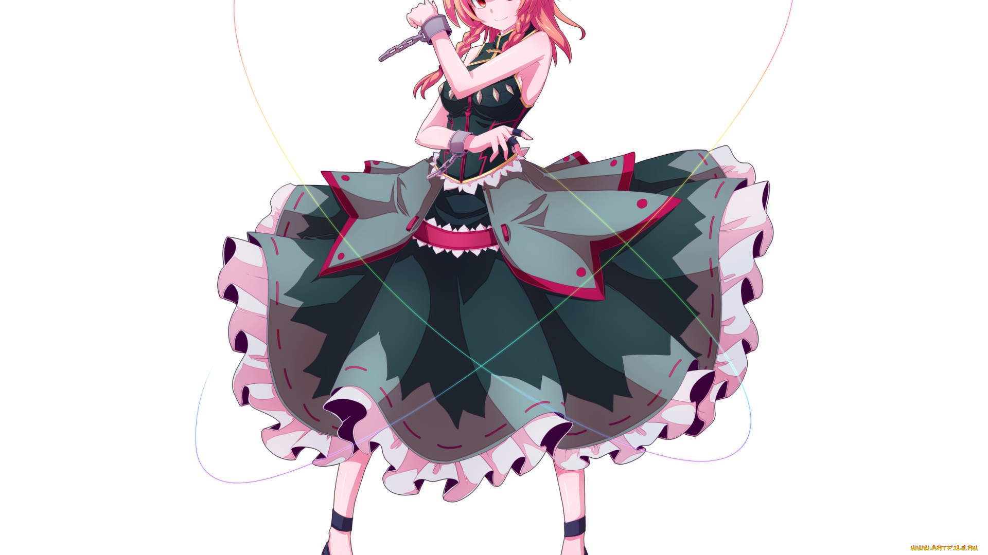 аниме, touhou, девушка, взгляд, фон