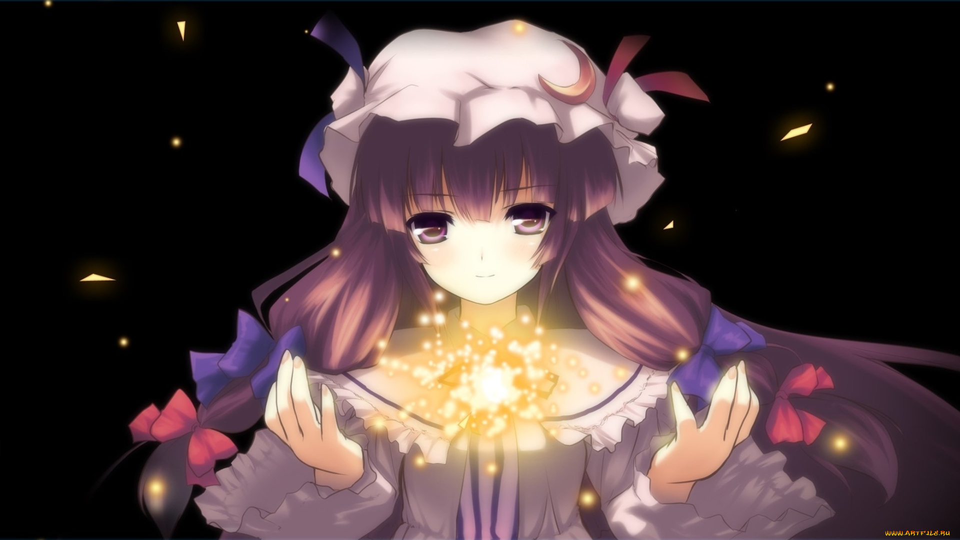 аниме, touhou, девушка, взгляд, фон