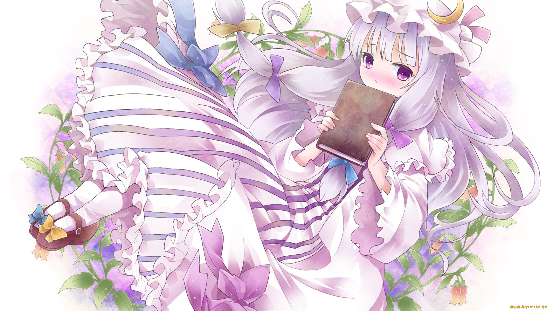 аниме, touhou, девушка, взгляд, фон