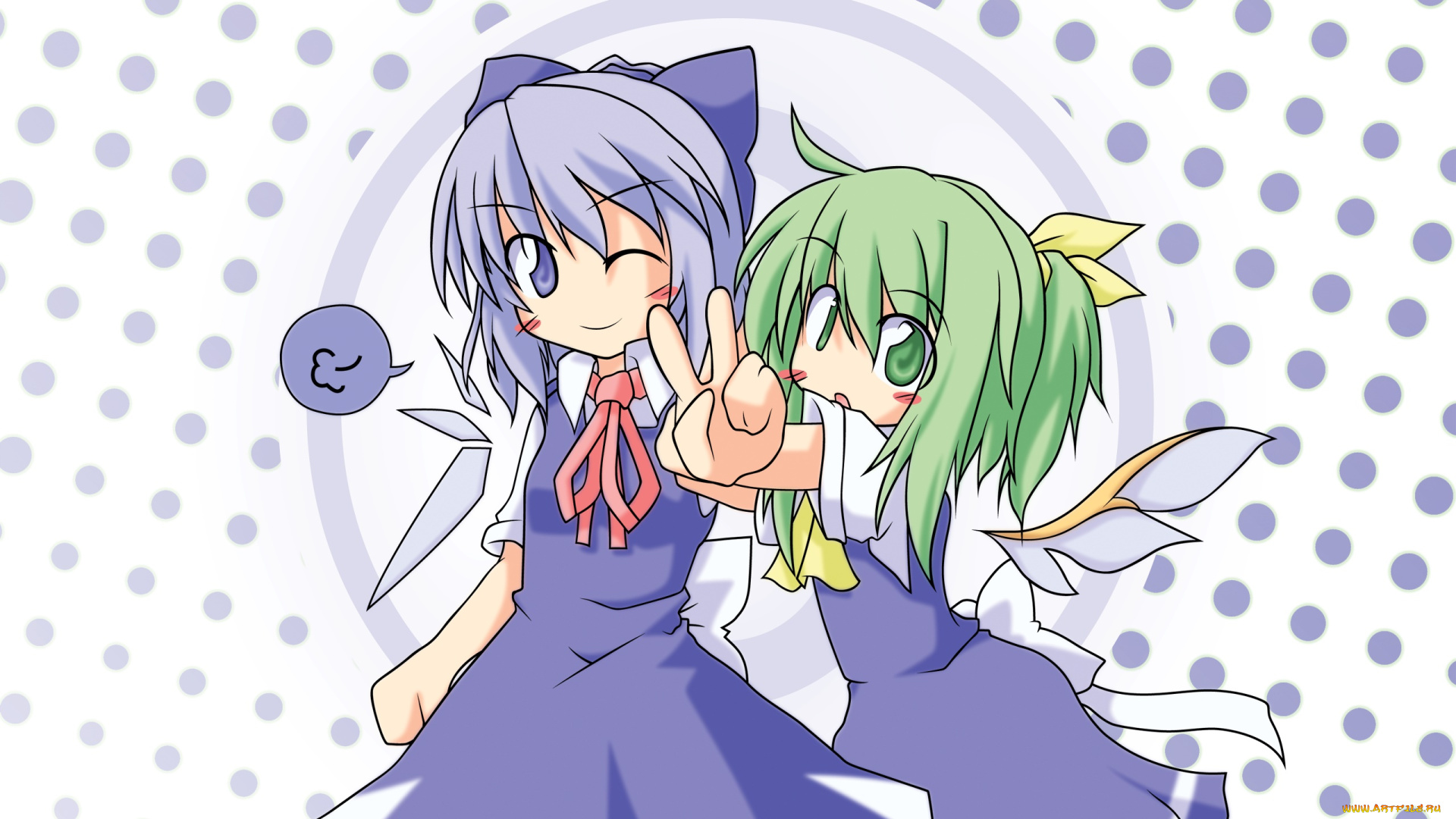 аниме, touhou, фон, девушки, взгляд