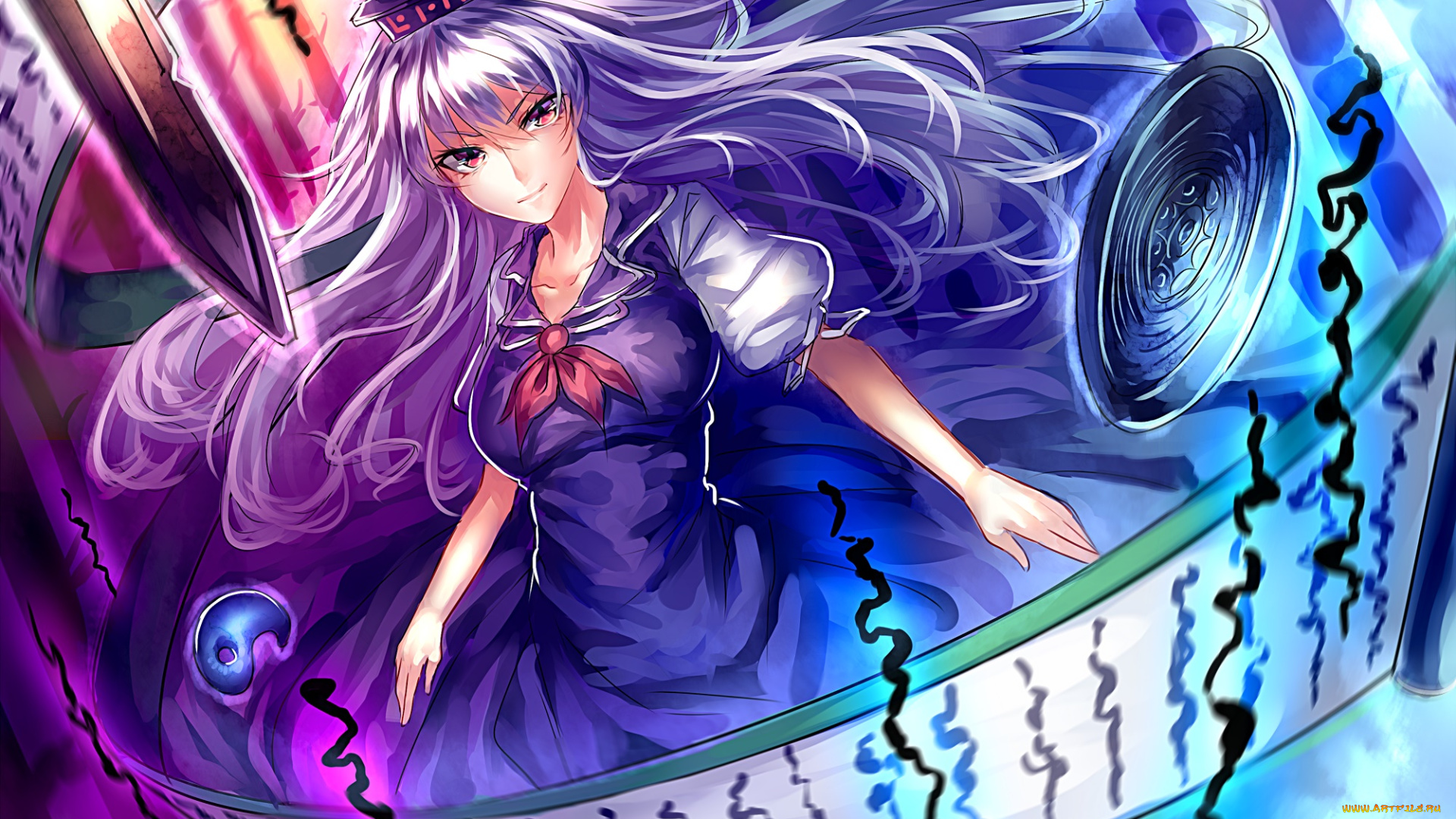 аниме, touhou, фон, взгляд, девушка