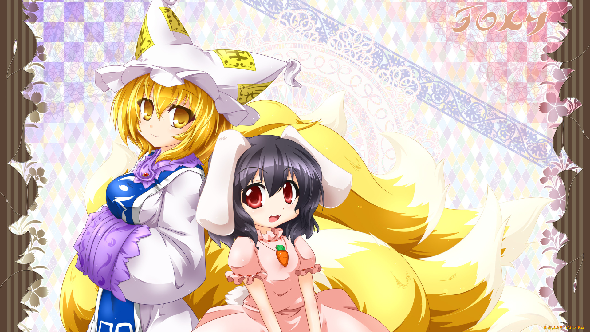 аниме, touhou, фон, взгляд, девушки