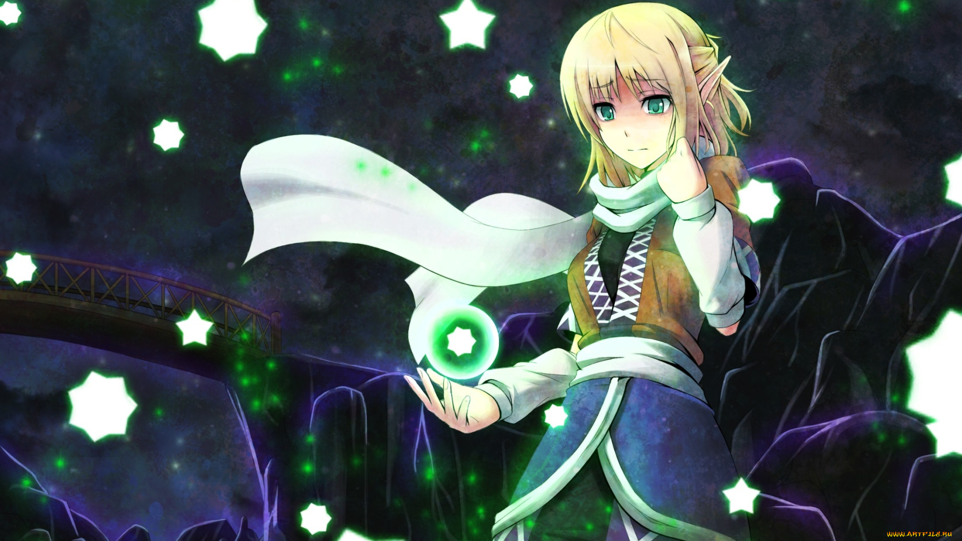 аниме, touhou, взгляд, девушка, фон