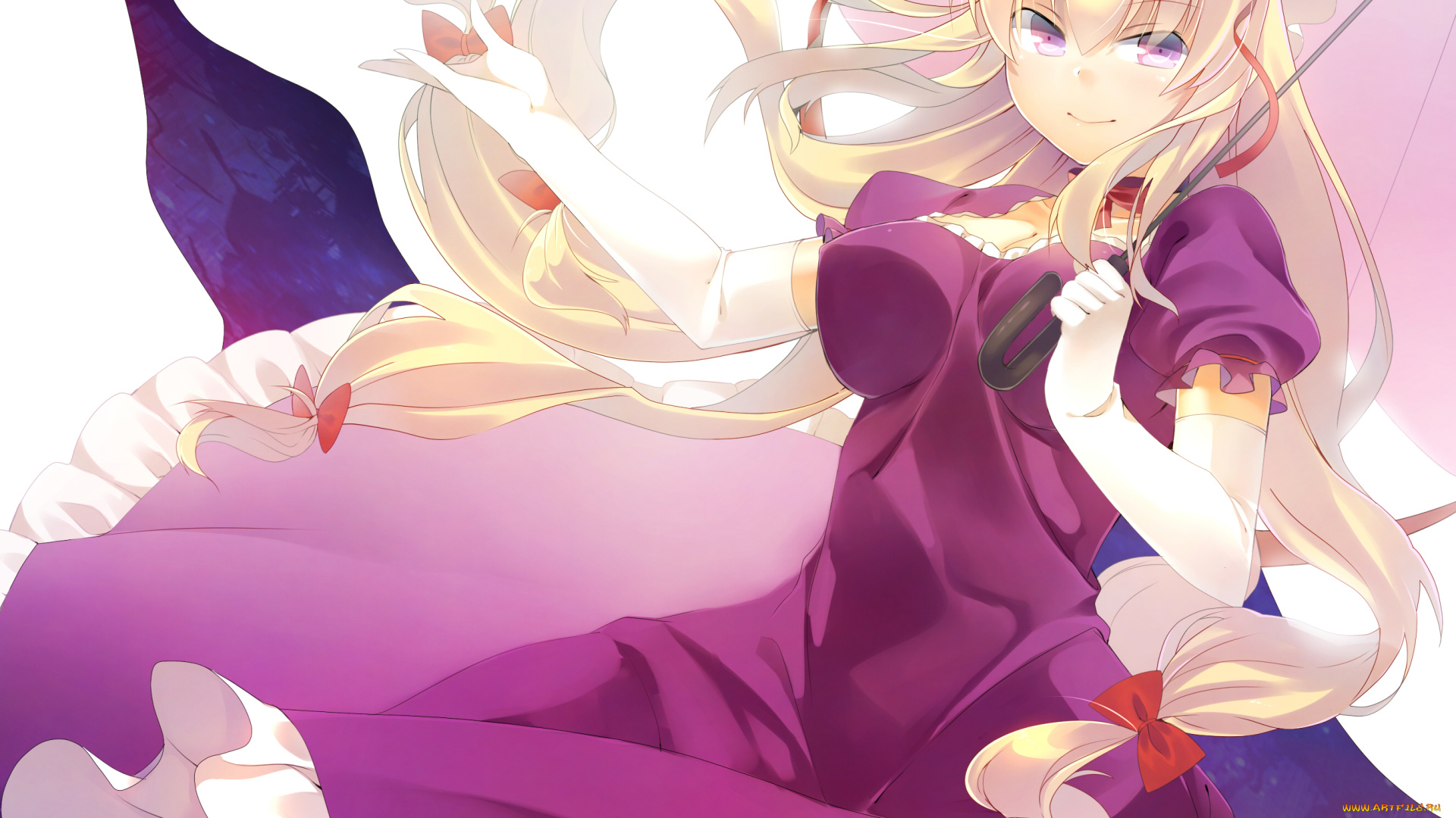 аниме, touhou, взгляд, девушка, фон