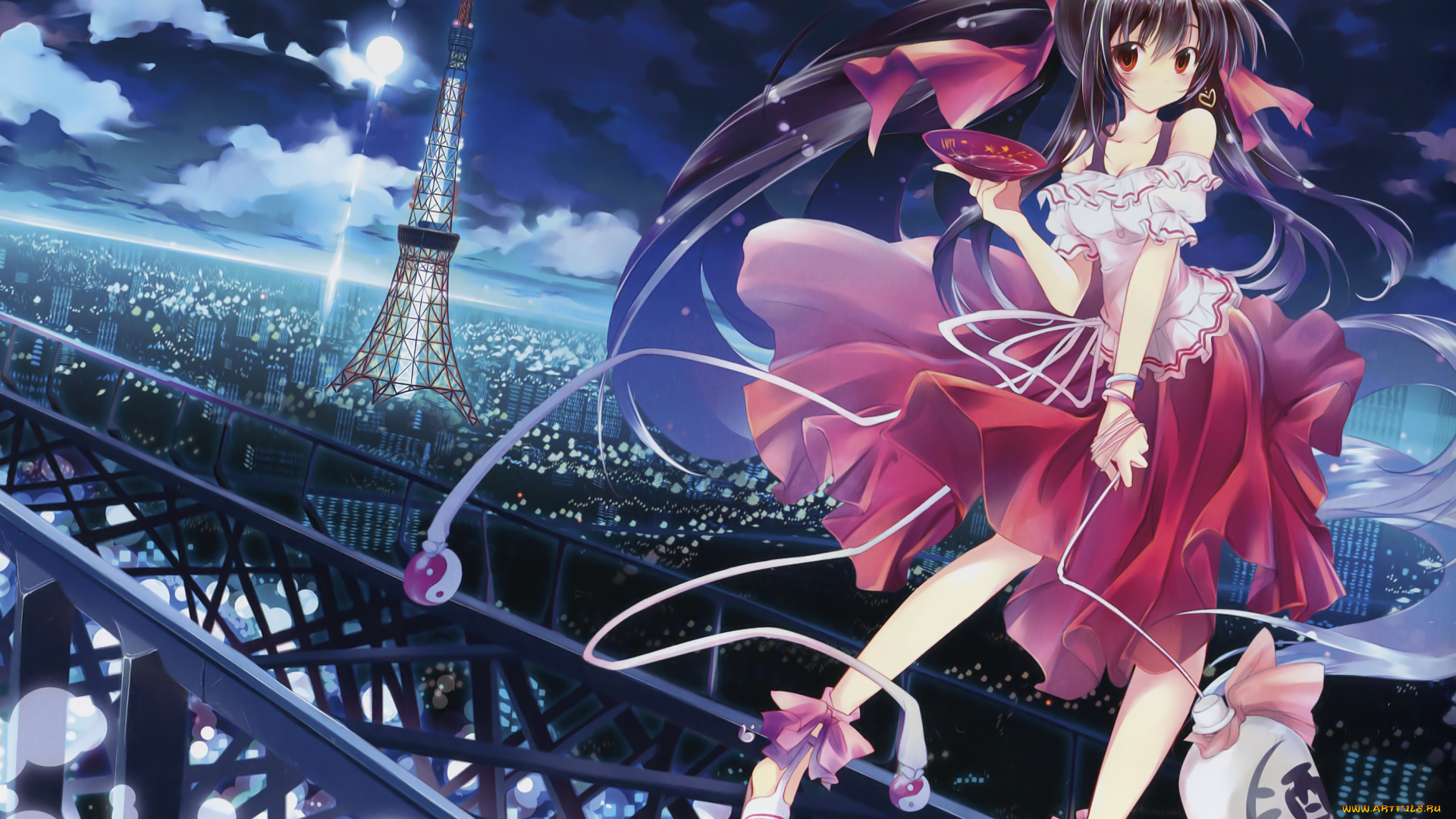 аниме, touhou, взгляд, фон, девушка