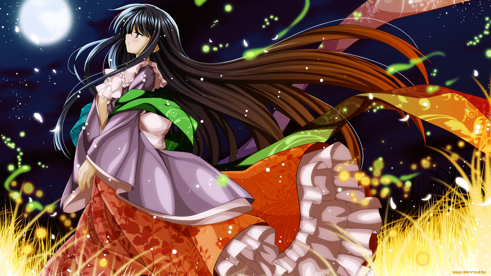 аниме, touhou, взгляд, фон, девушка