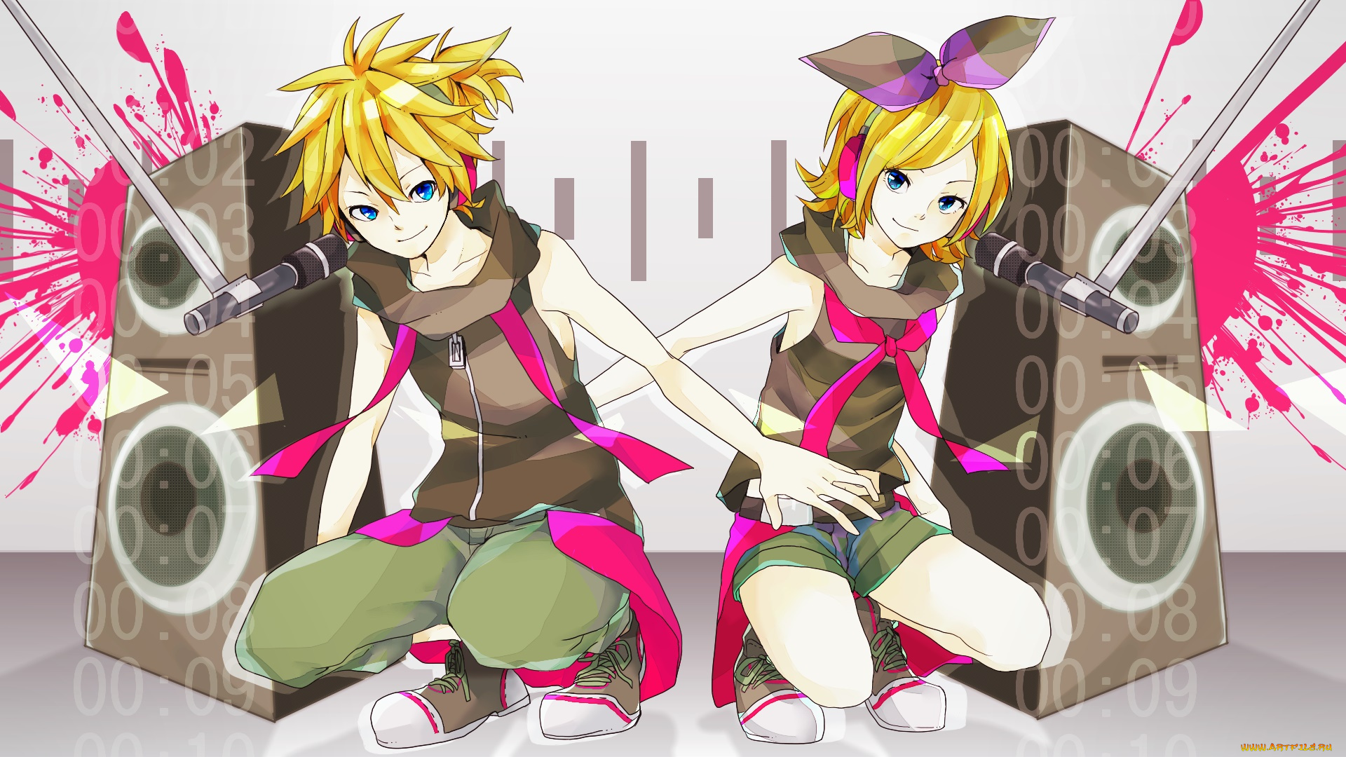 аниме, vocaloid, девушка, взгляд, фон