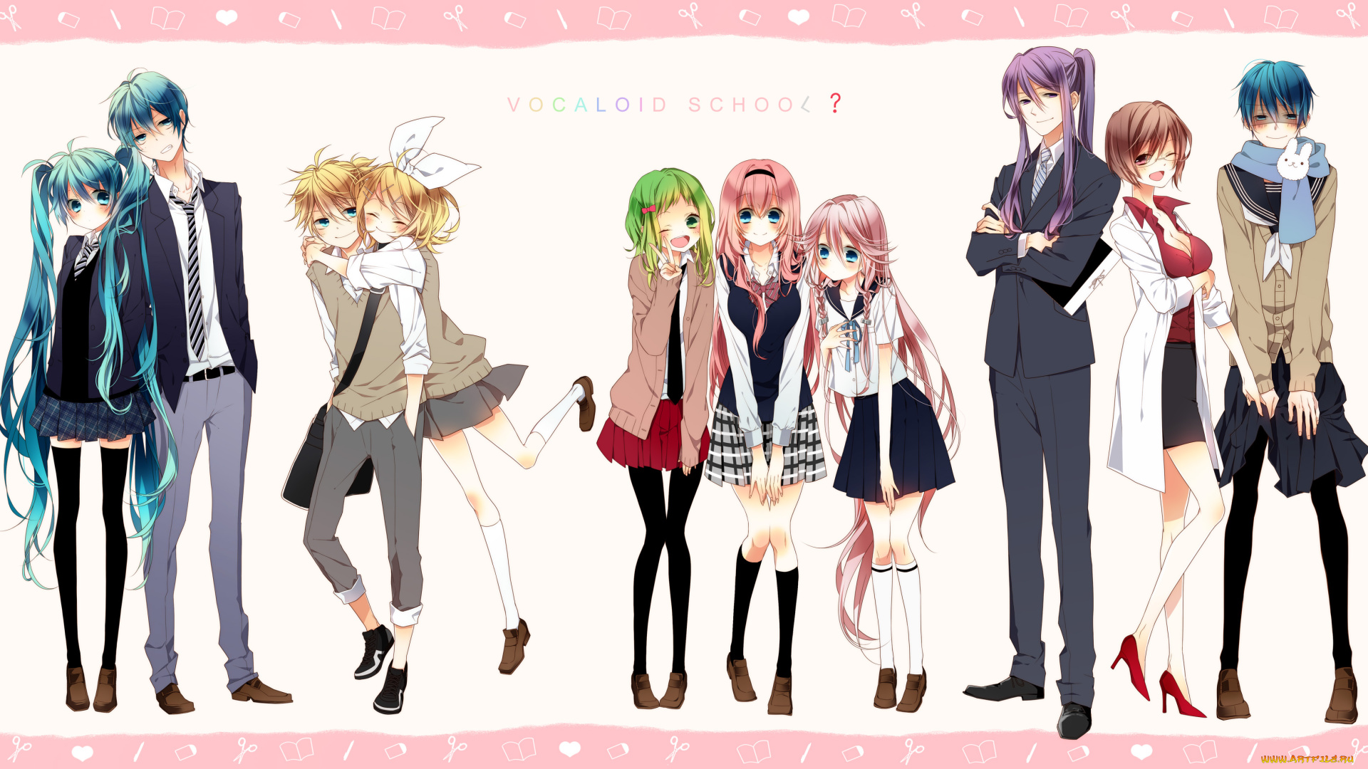 аниме, vocaloid, фон, взгляд, девушки