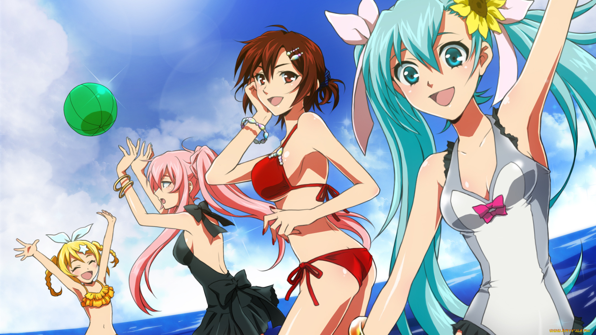 аниме, vocaloid, фон, взгляд, девушки