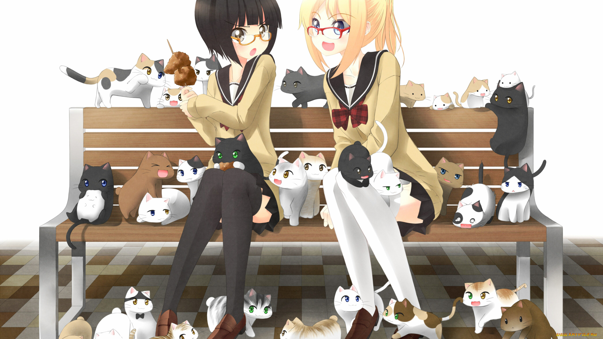 аниме, животные, , существа, фон, взгляд, девушки