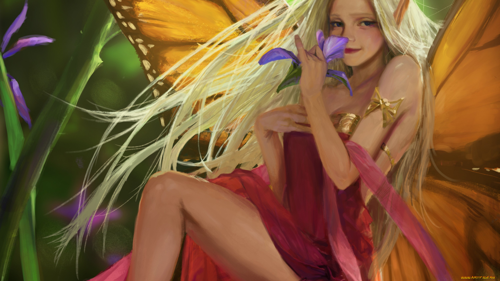 фэнтези, феи, девушка, крылья, арт, фея, цветок