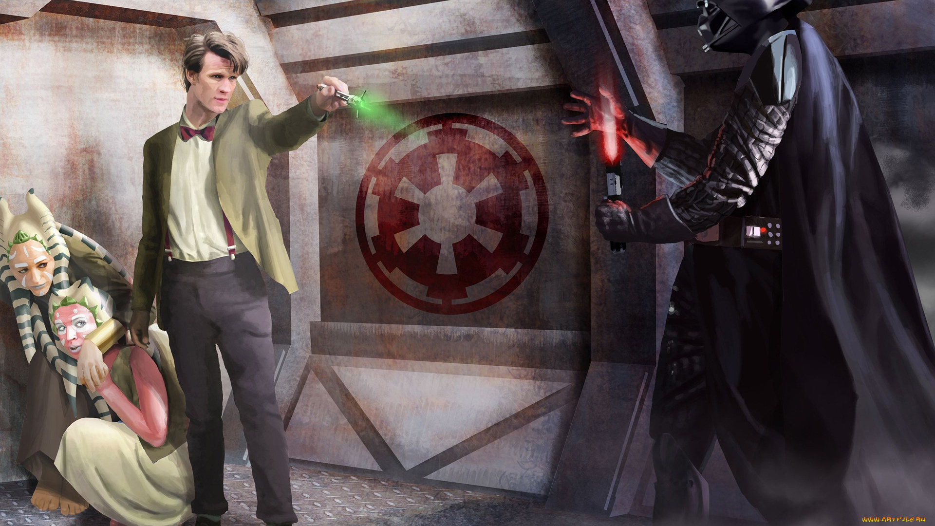 фэнтези, _star, wars, одиннадцатый, доктор, кроссовер, eleventh, doctor, мэтт, смит, star, wars, световой, меч, дарт, вейдер, who, darth, vader, кто, matt, smith, звёздные, войны, звуковая, отвертка