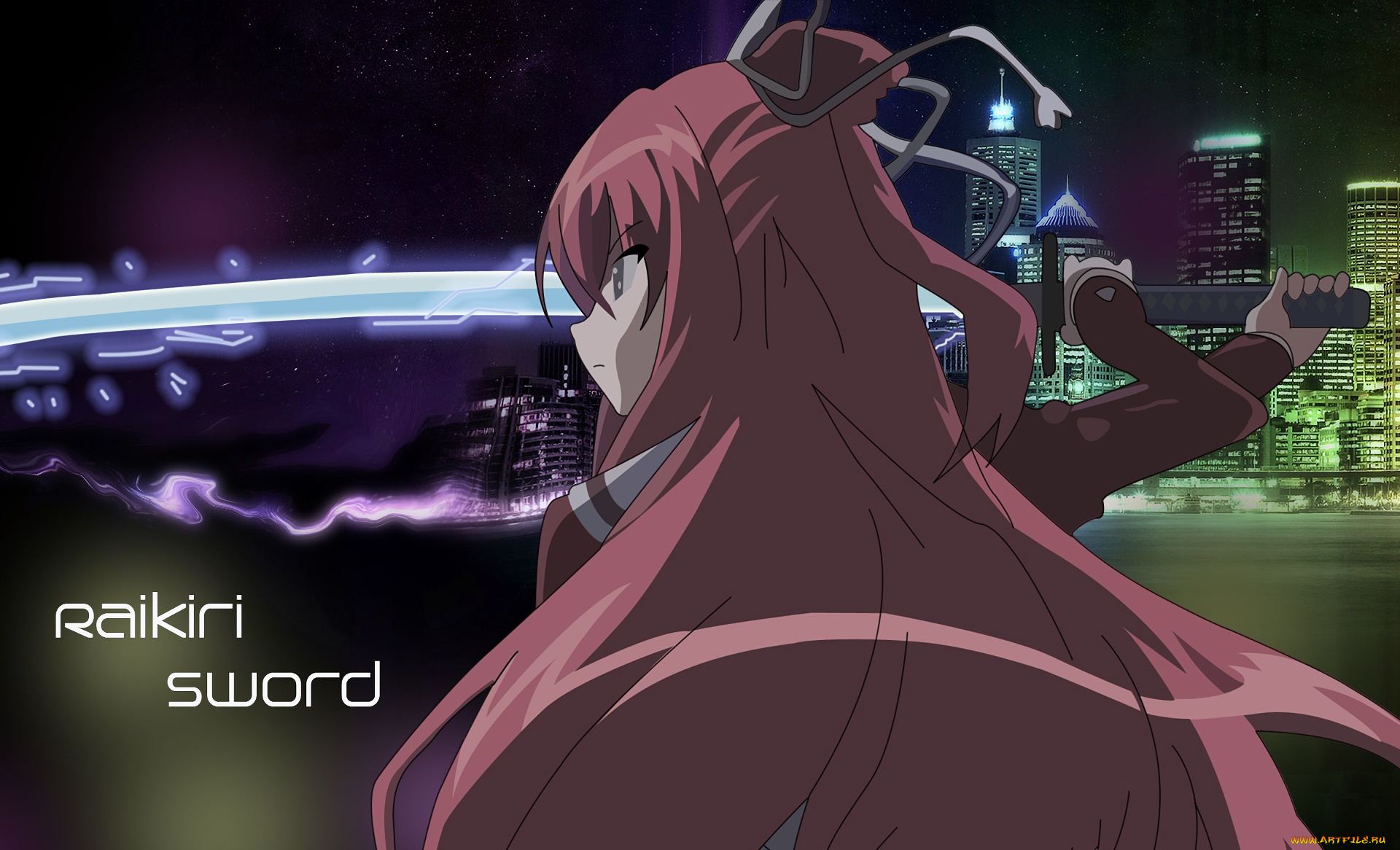 аниме, 11eyes, фон, взгляд, девушка