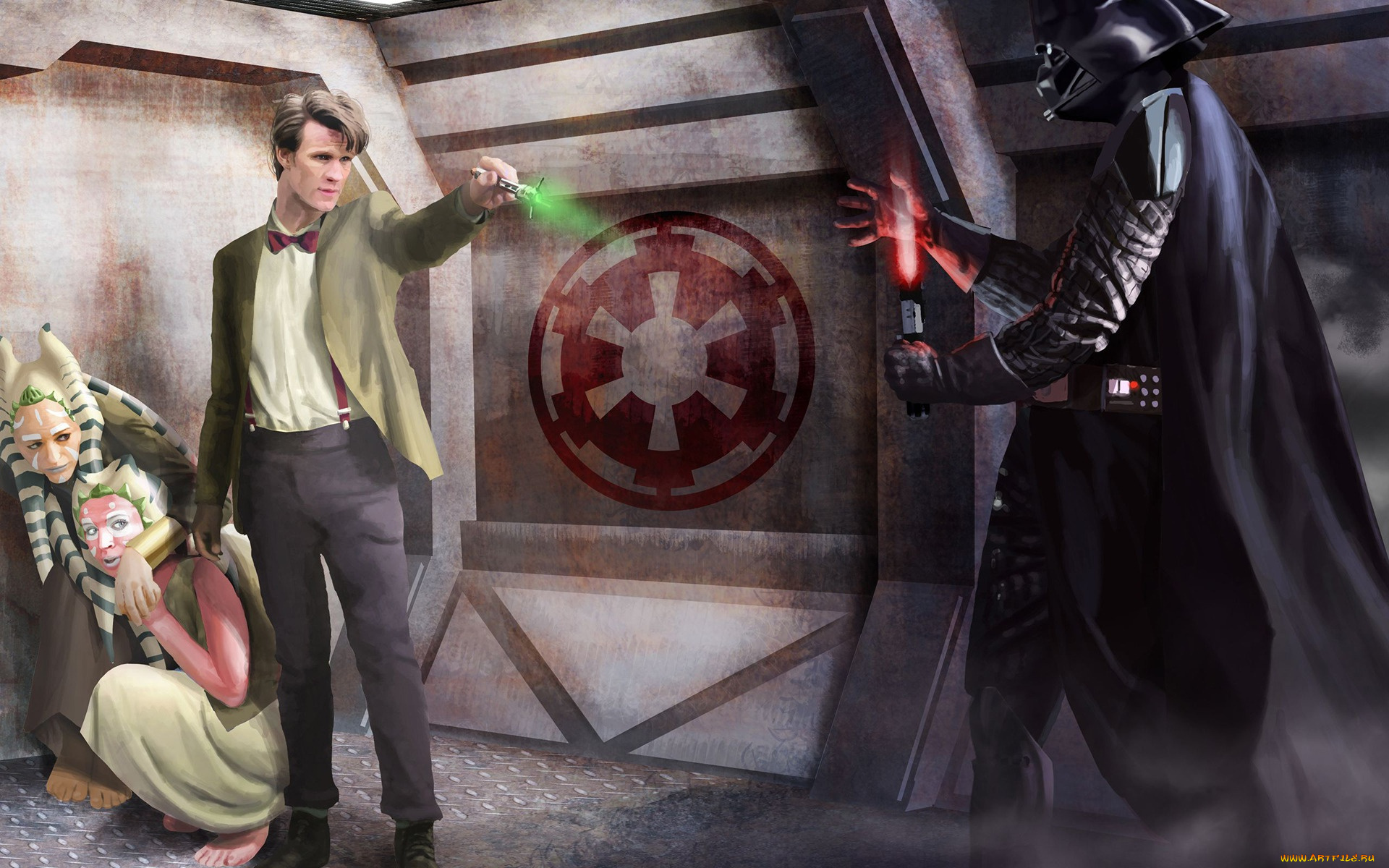 фэнтези, _star, wars, одиннадцатый, доктор, кроссовер, eleventh, doctor, мэтт, смит, star, wars, световой, меч, дарт, вейдер, who, darth, vader, кто, matt, smith, звёздные, войны, звуковая, отвертка