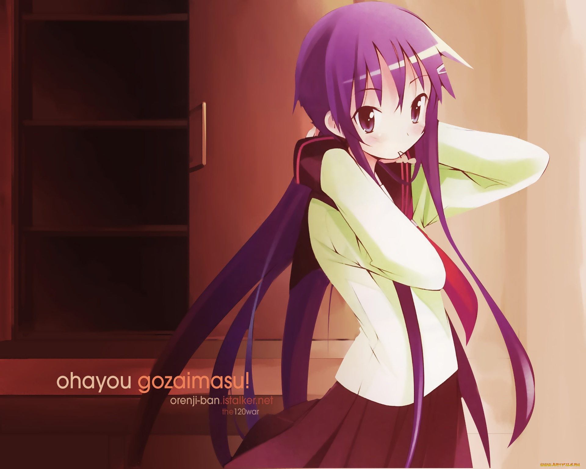 аниме, hanbun, no, tsuki, ga, noboru, sora, фон, взгляд, девушка