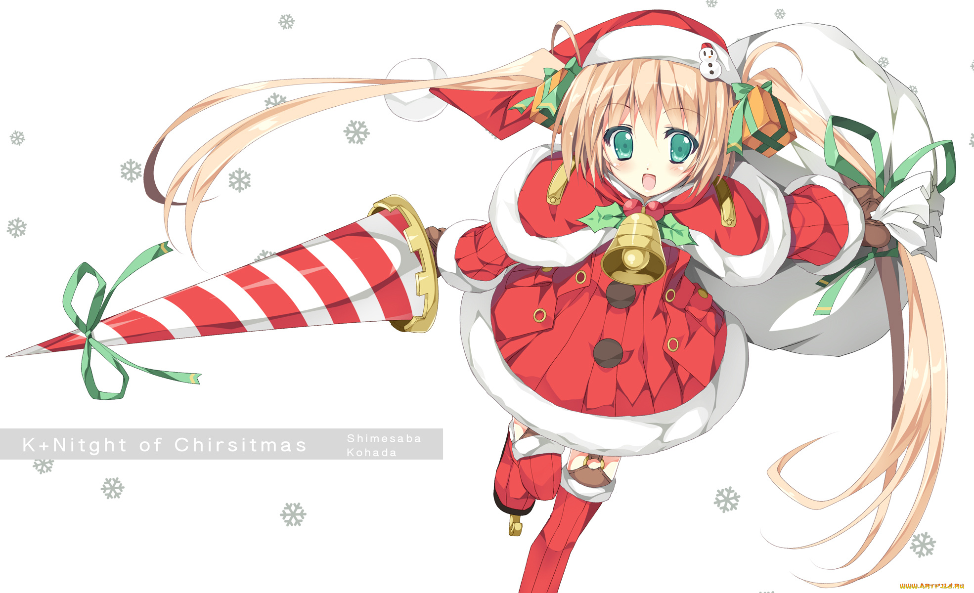 аниме, зима, , новый, год, , рождество, фон, взгляд, девушка