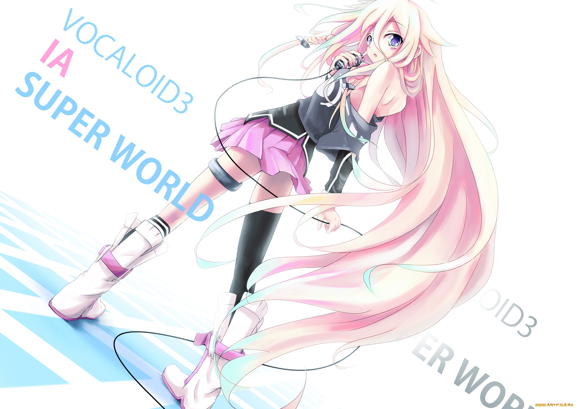 аниме, vocaloid, девушка, взгляд, фон