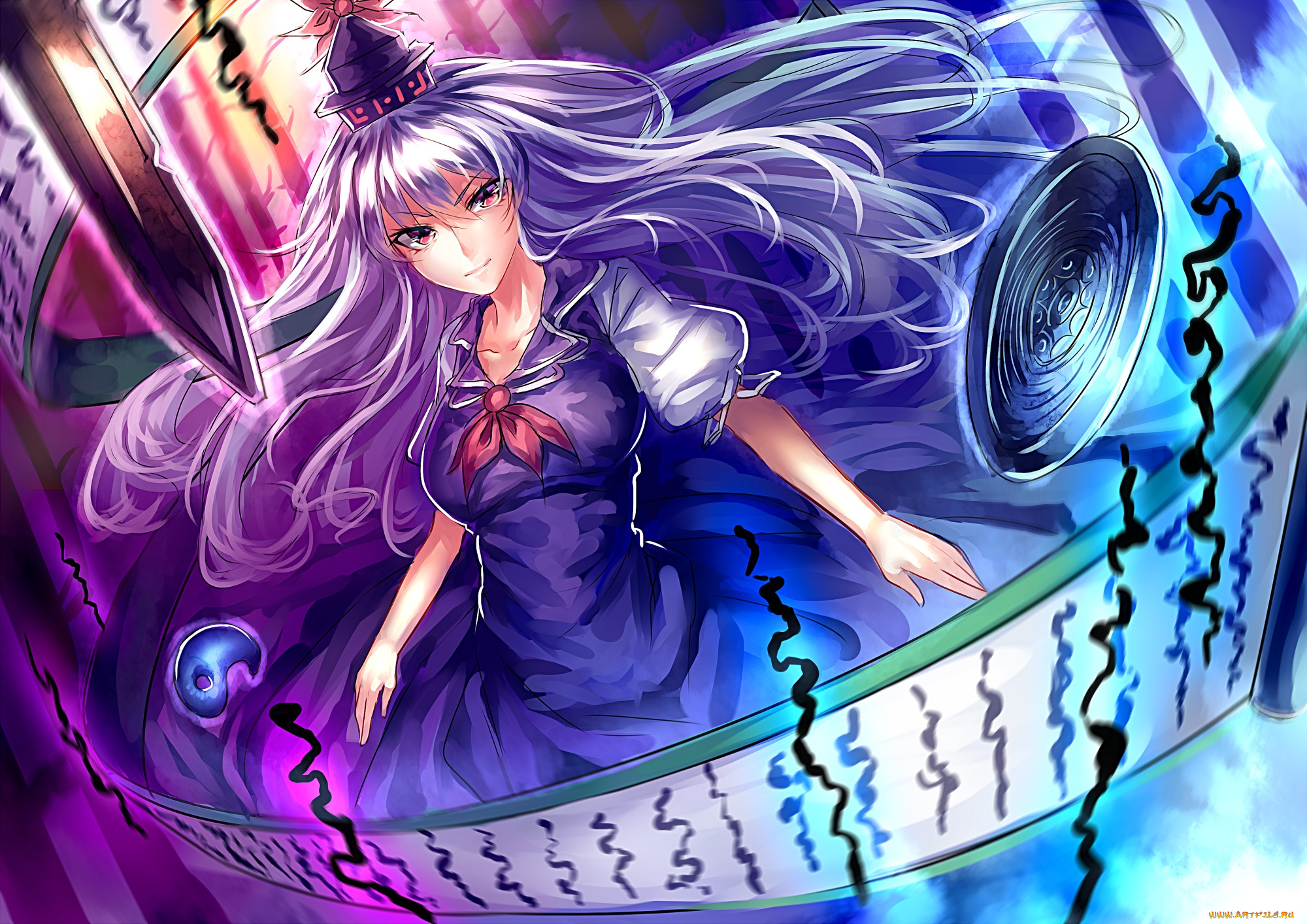 аниме, touhou, фон, взгляд, девушка