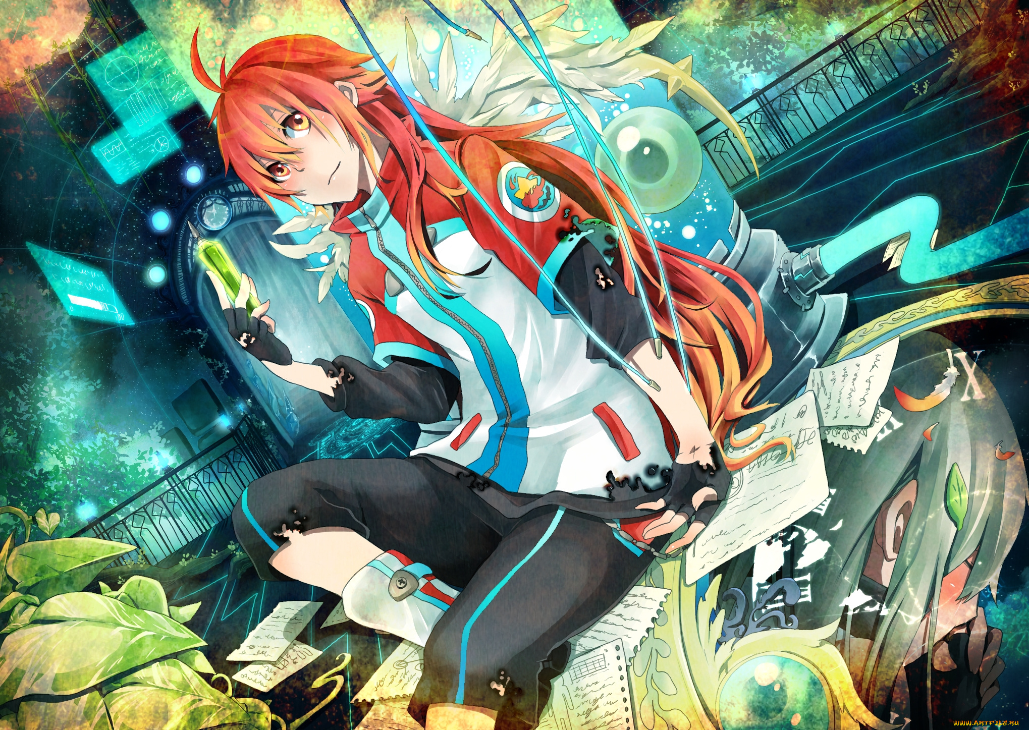 аниме, ангелы, , демоны, фон, взгляд, девушка