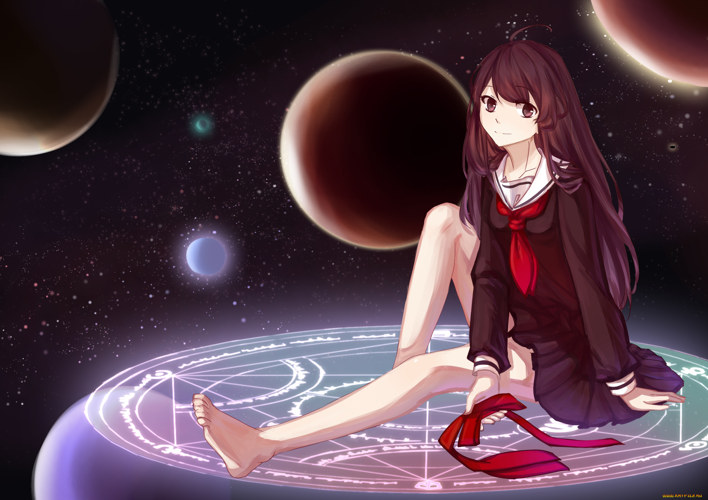 аниме, unknown, , другое, взгляд, девушка, фон